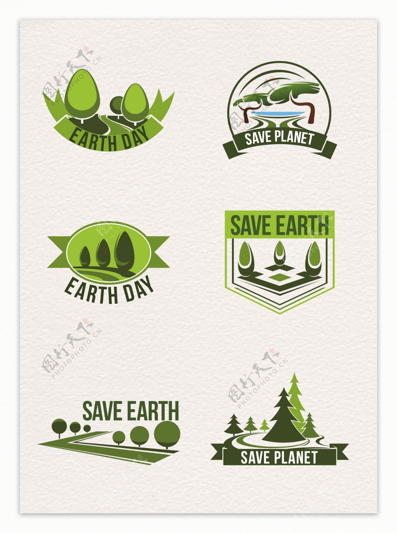 绿色拯救地球标志矢量素材
