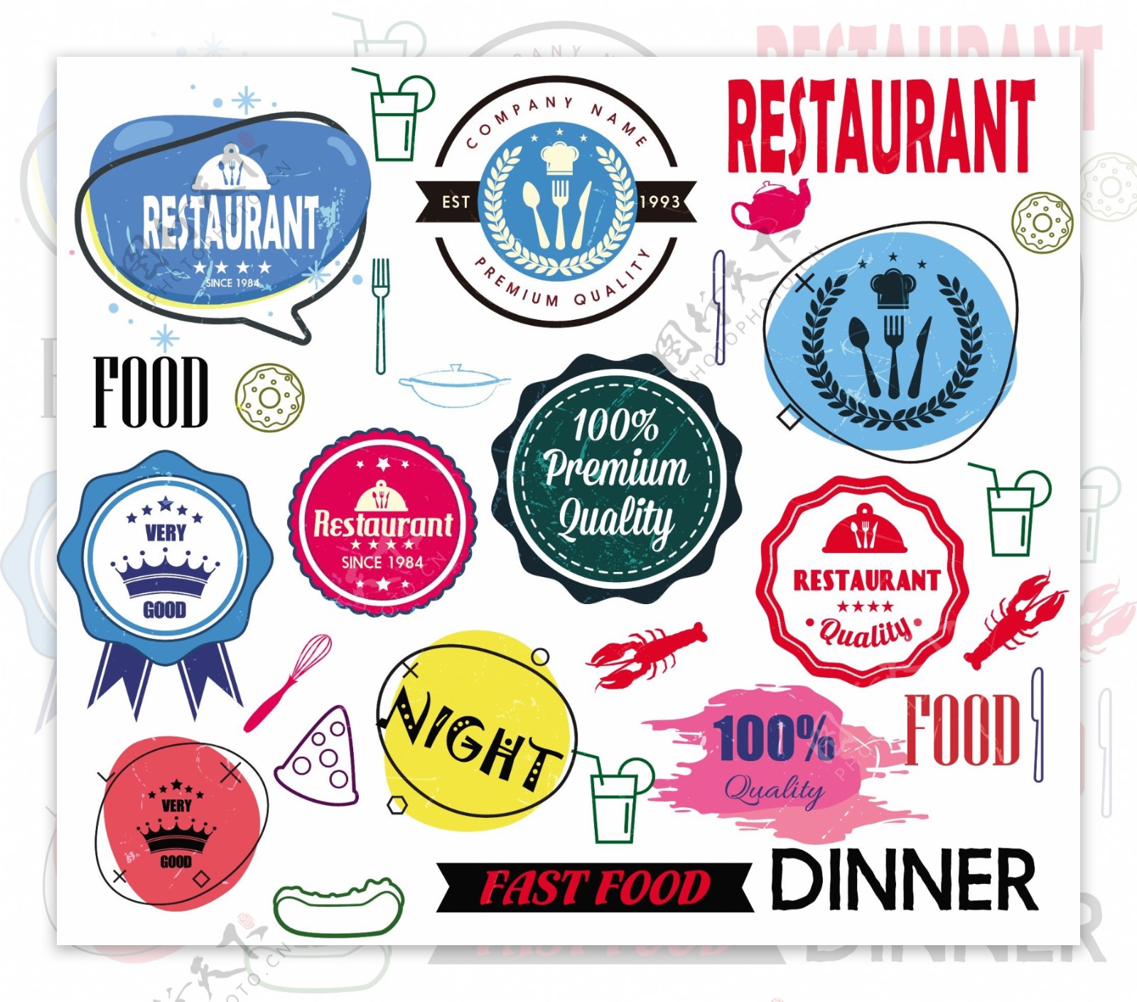 各种餐厅用餐图标ai矢量素材下载