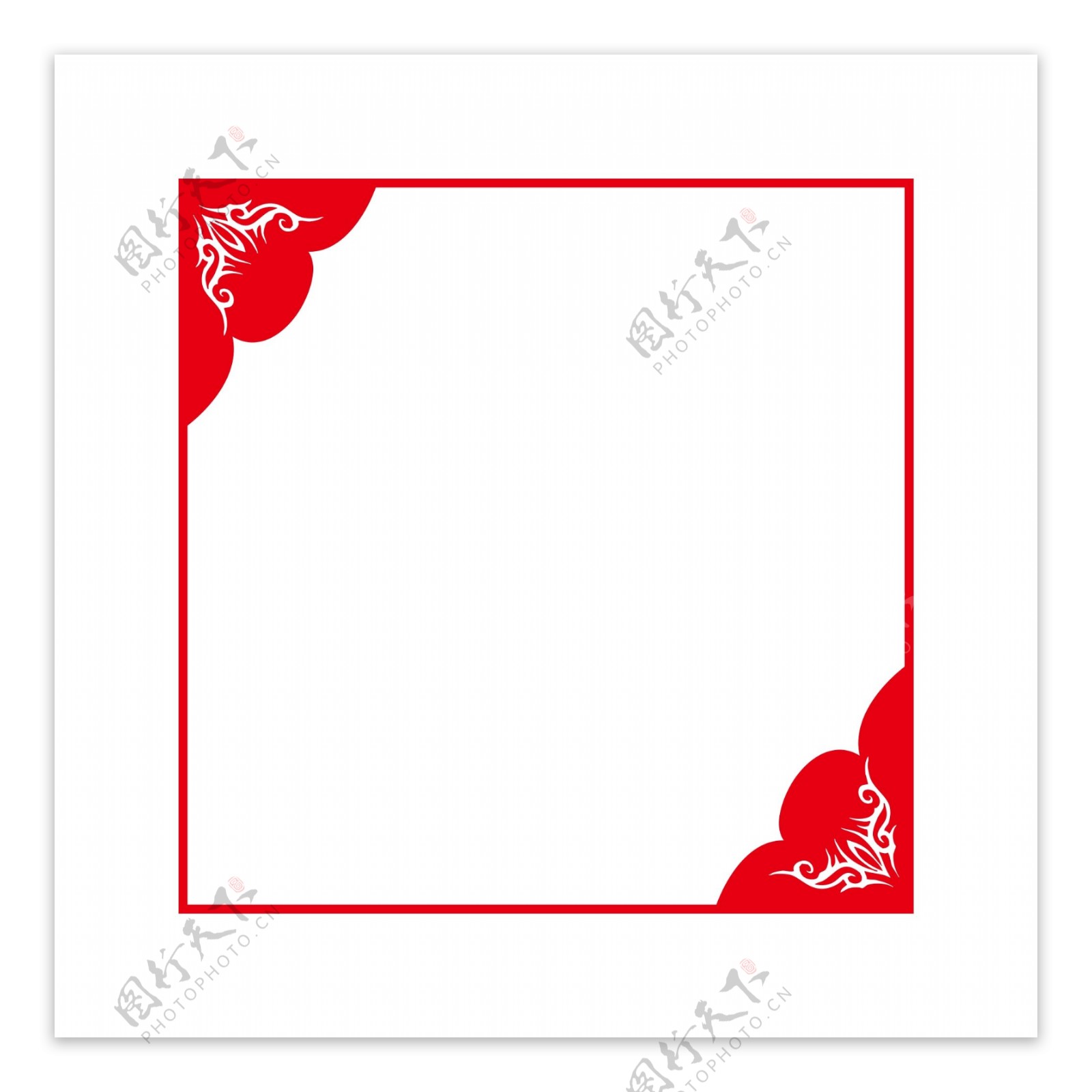 简约矩形花纹中国风红色纹理边框