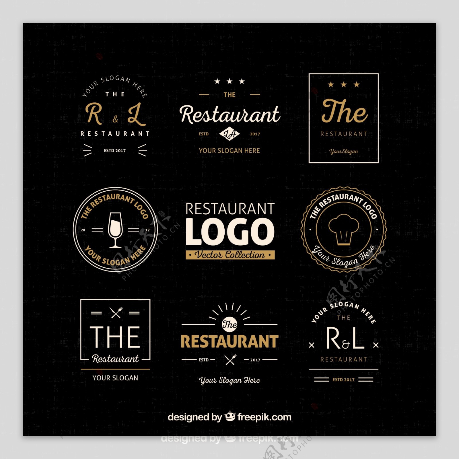 8款抽象餐厅标志设计矢量素材