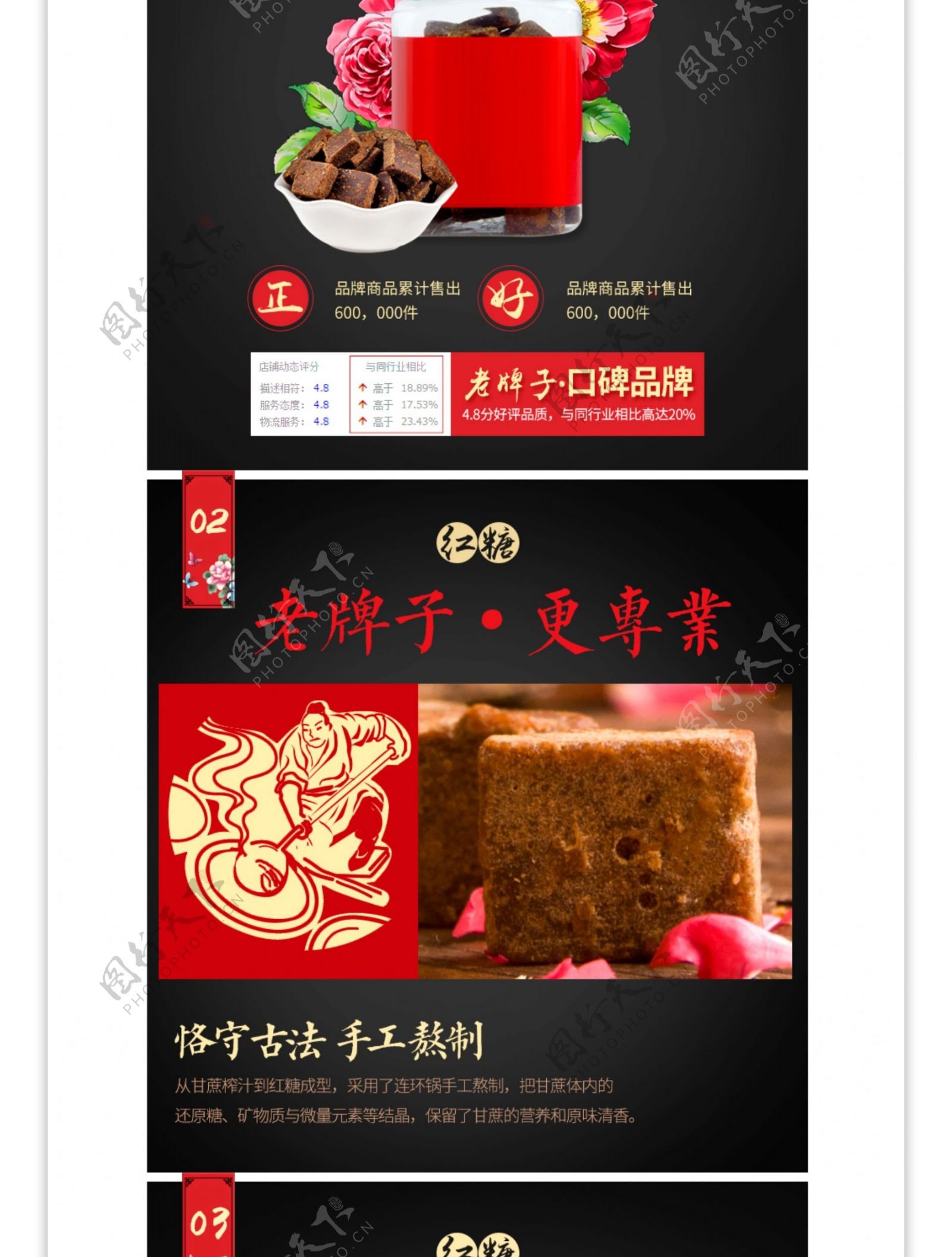 中国风食品红糖黑糖详情页模板psd