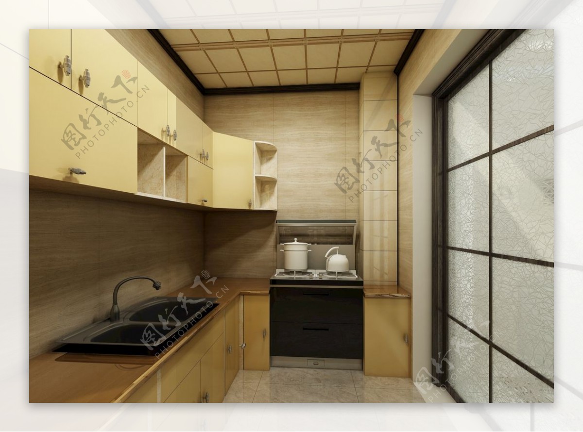 新中式家居厨房装修效果图