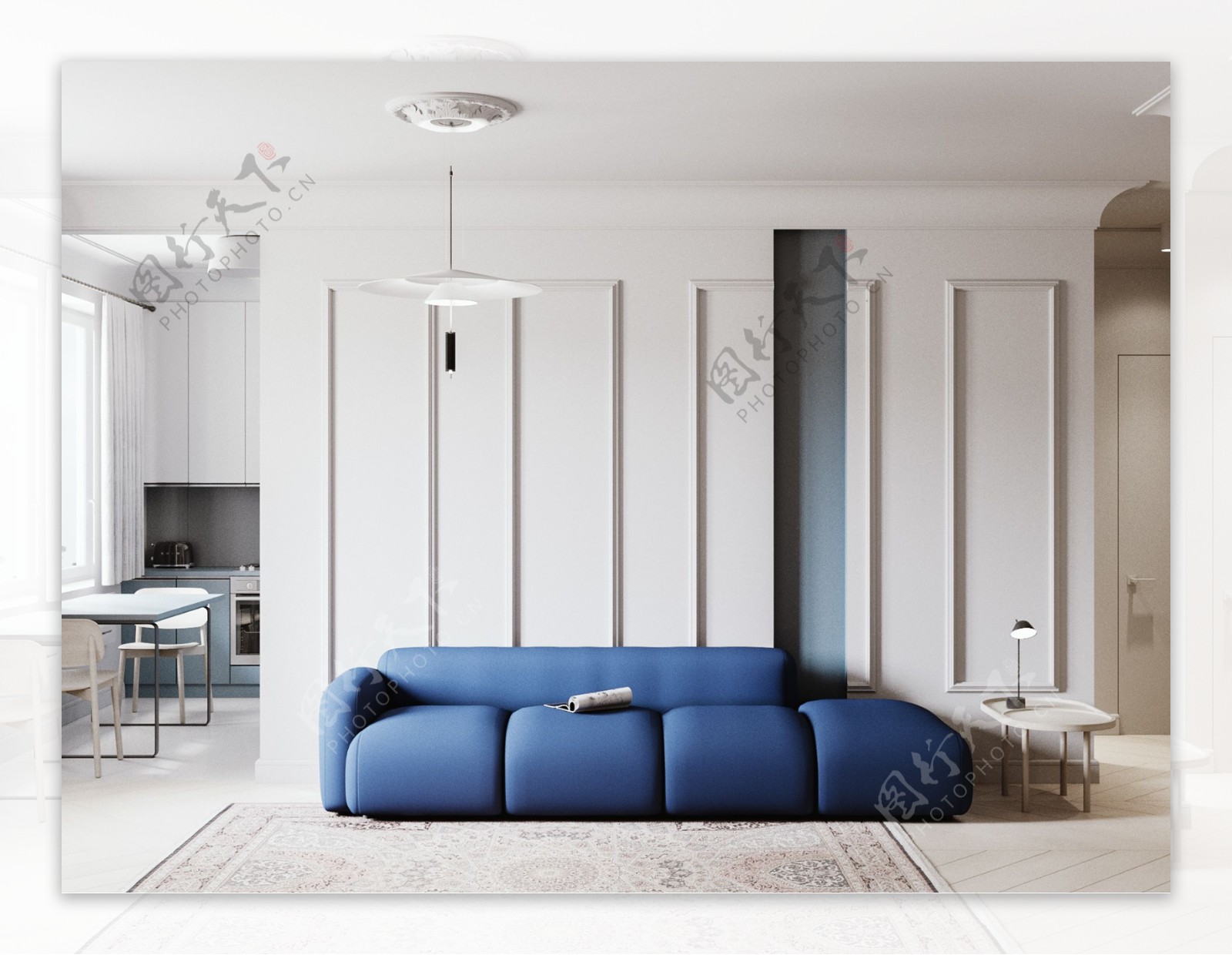 北欧家居客厅装修效果图蓝色风格