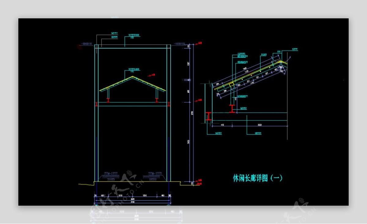 亭子廊子建筑结构详图CAD