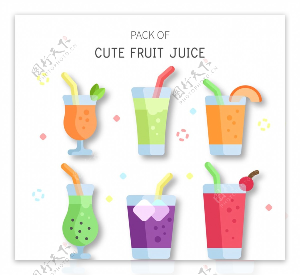 彩色夏季水果汁