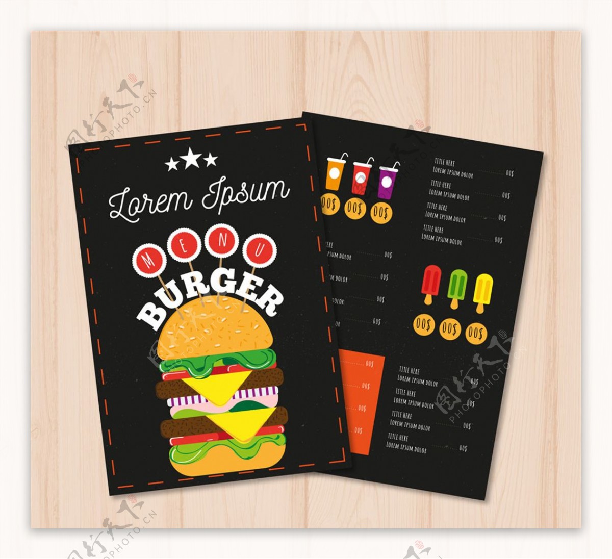 创意汉堡包店菜单设计
