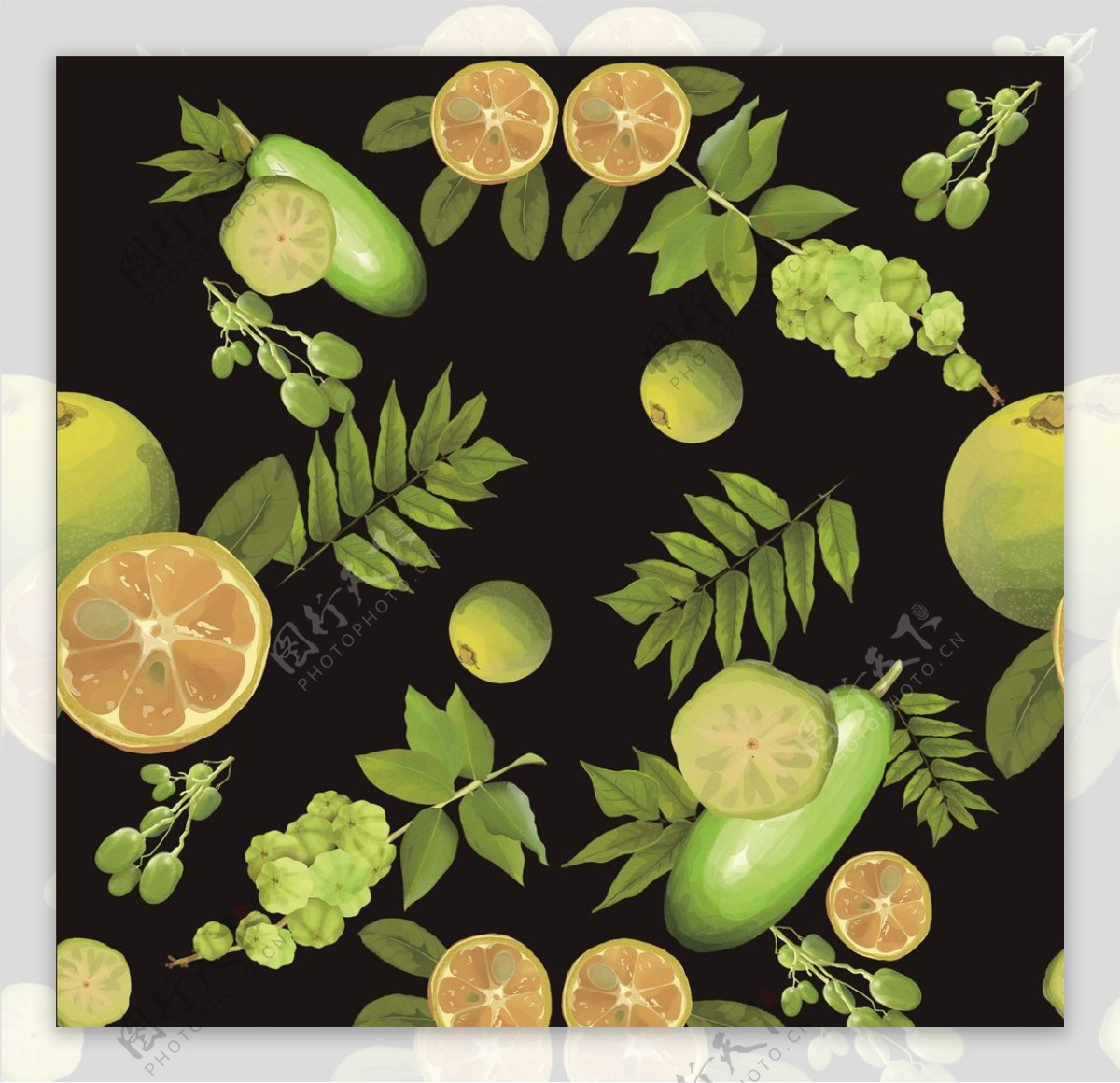 柠檬水果印花服装纺织图案
