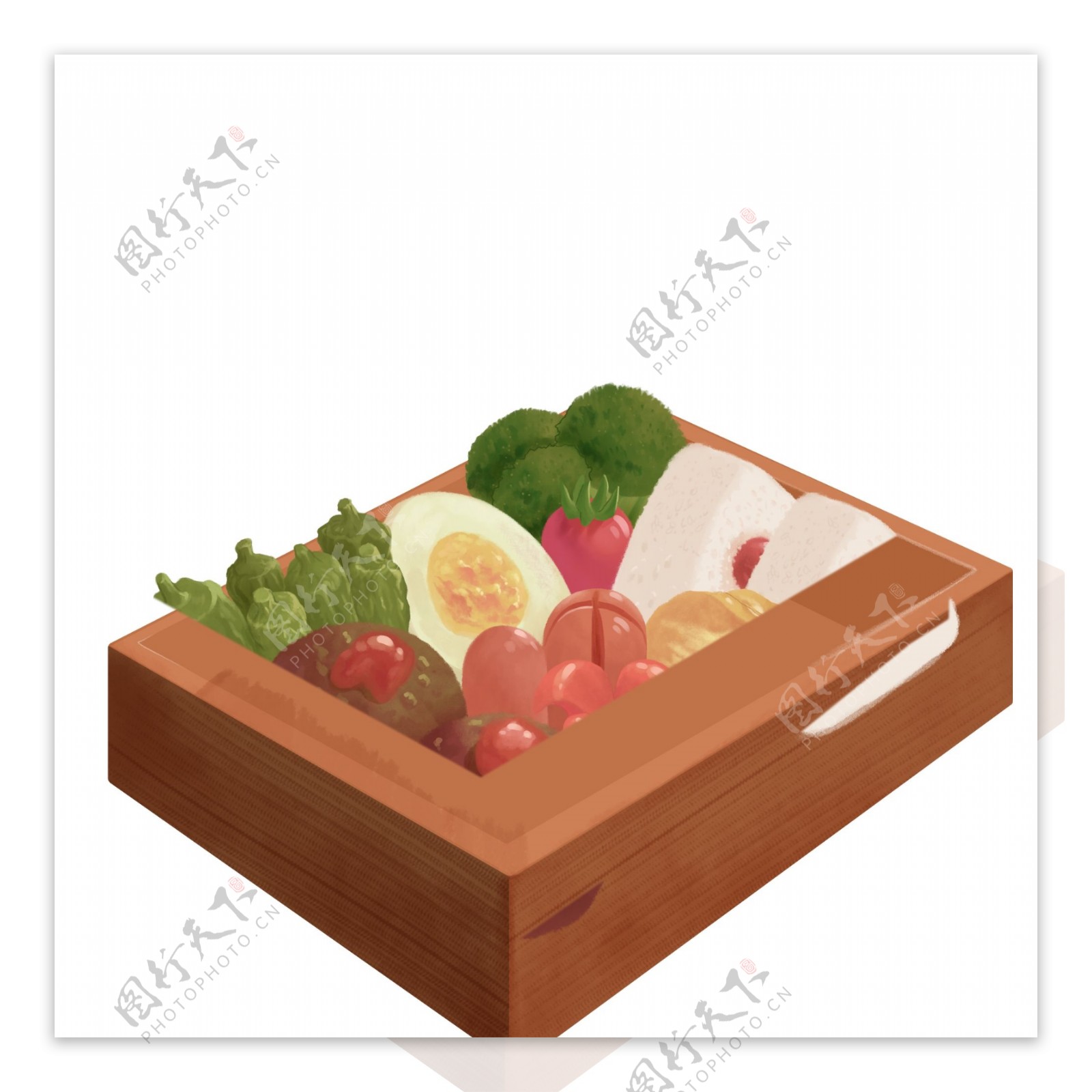 手绘美味盒饭设计可商用元素