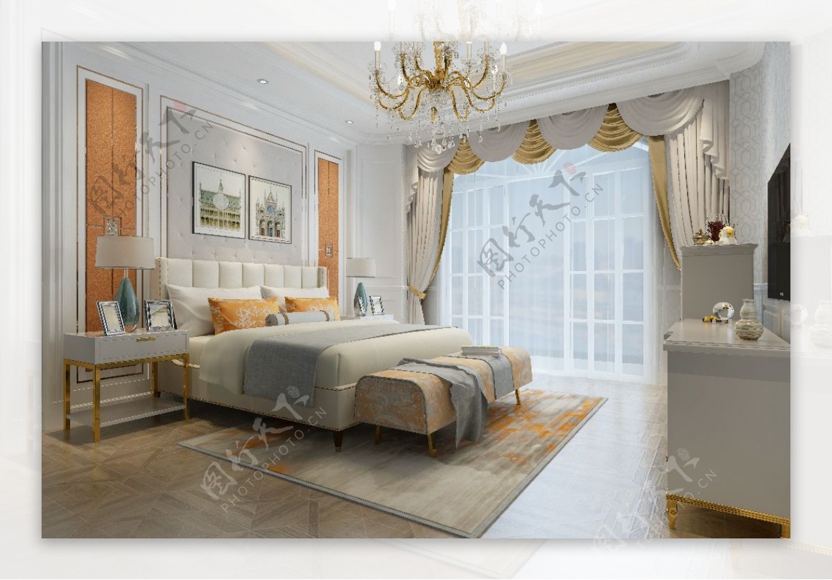 欧式风格时尚卧室效果图