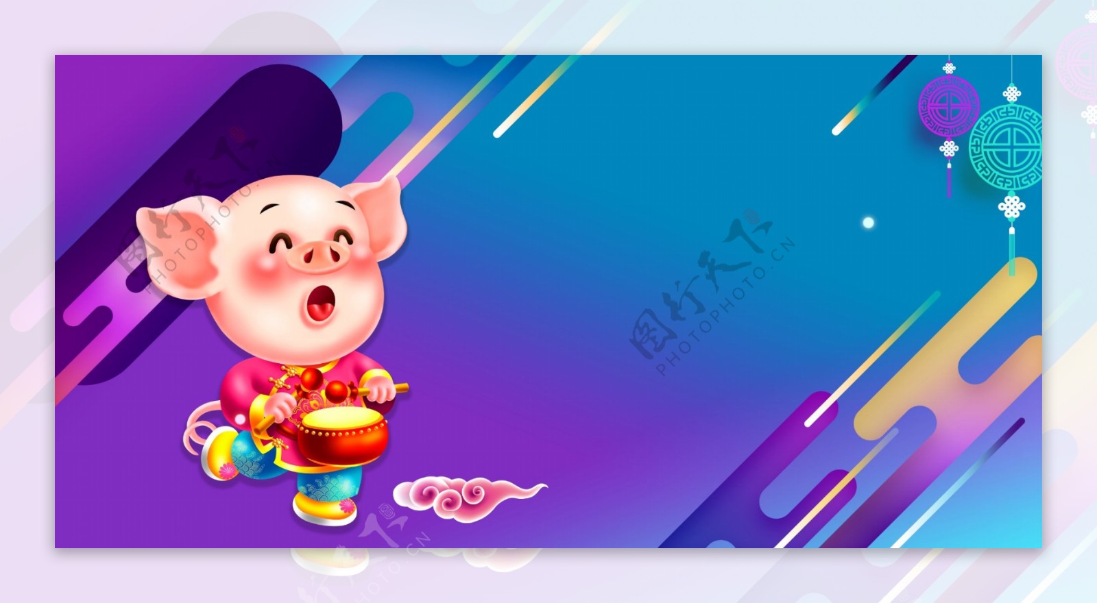喜庆渐变2019猪年海报背景素材