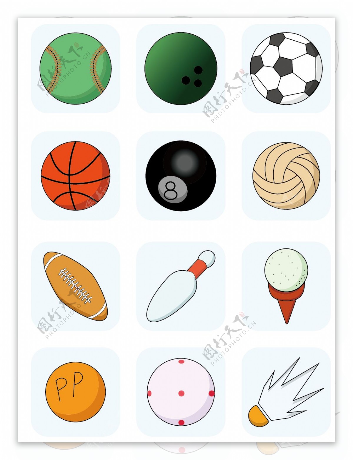 原创运动球类矢量icon可商用