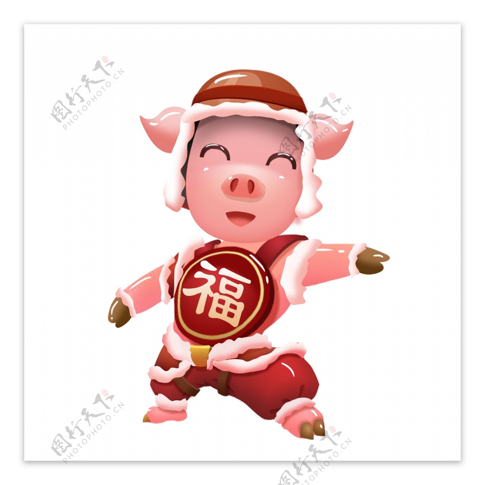 2019猪年新年手绘卡通可爱立体猪猪