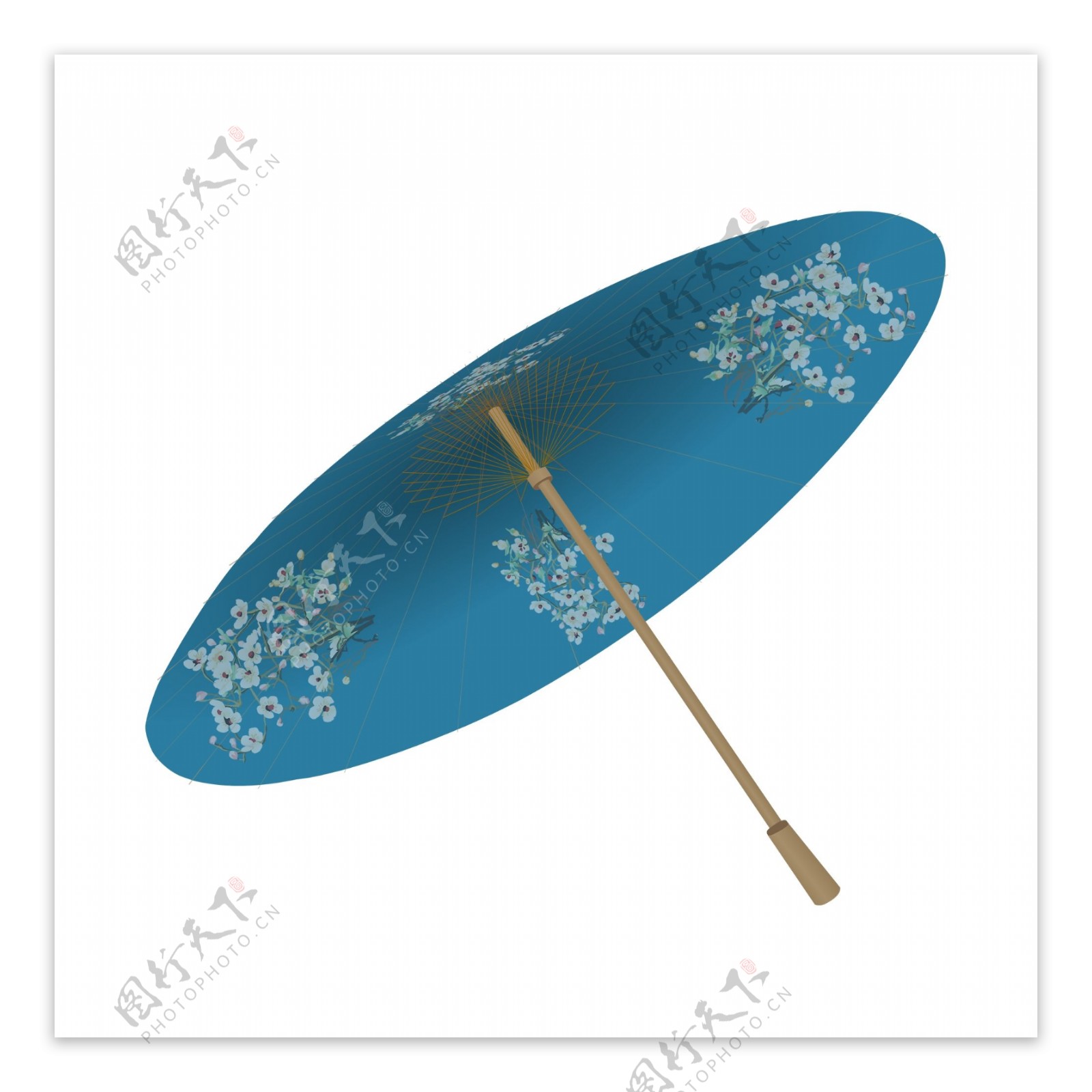 可商用中国风花伞蓝色
