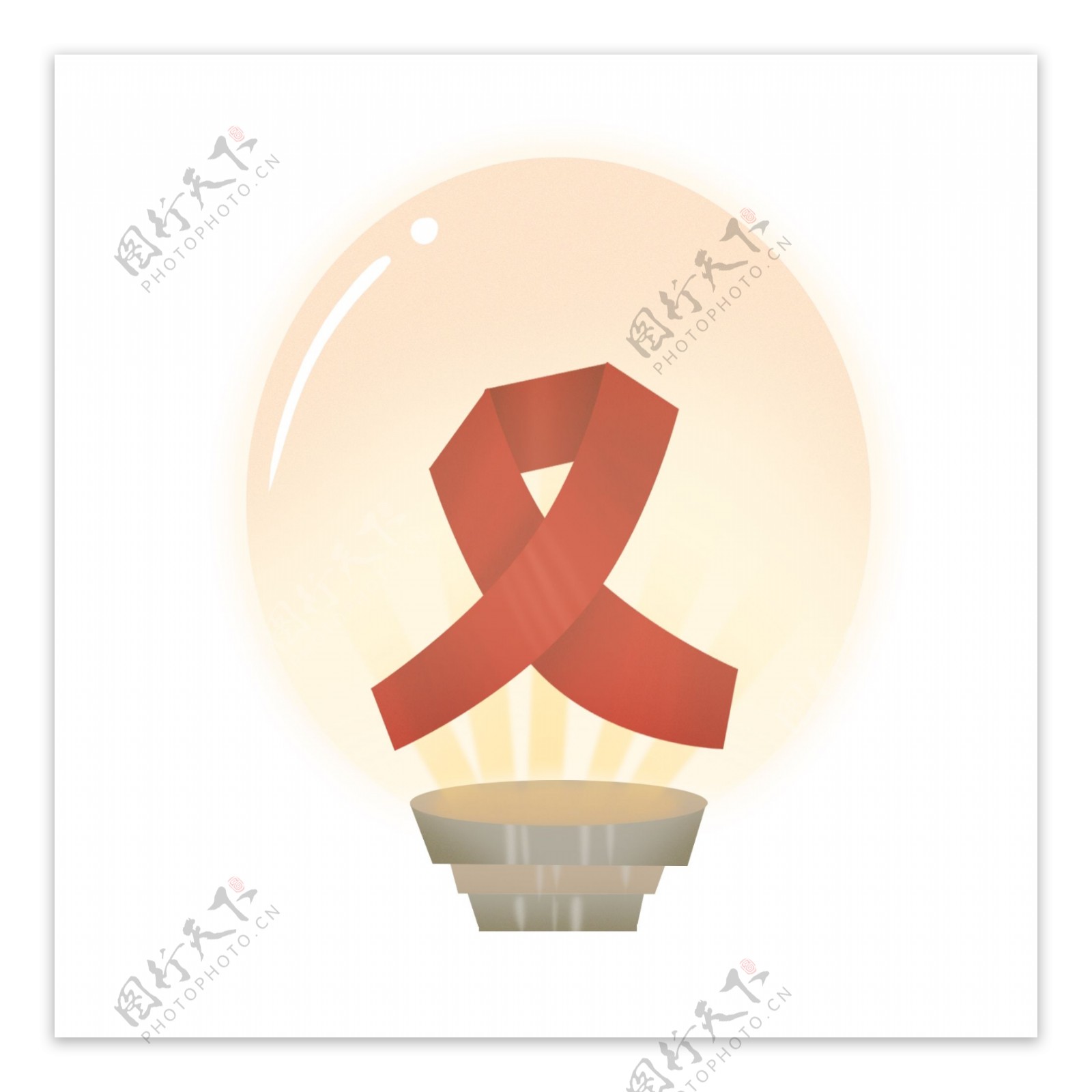 手绘艾滋病日相关标志灯泡保护设计元素