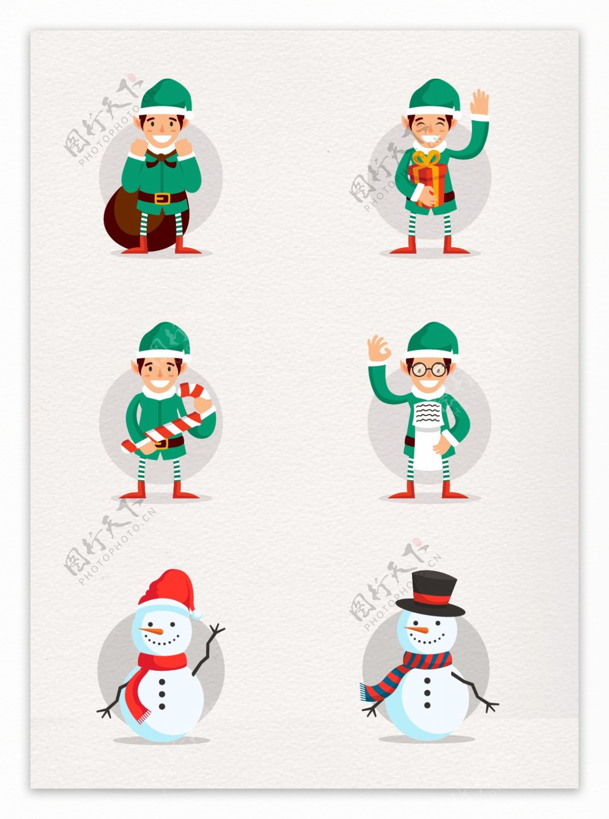 小清新圣诞节圣诞老人和雪人设计