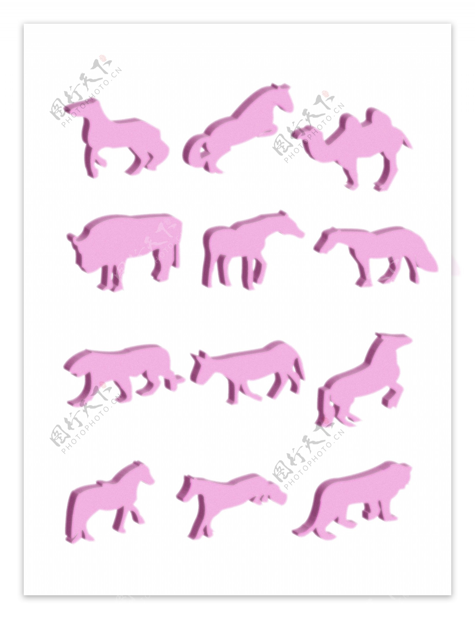 粉色立体2.5D小动物
