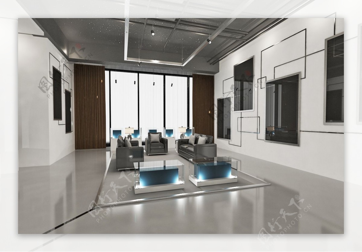 现代风格地产展厅休息室设计效果图