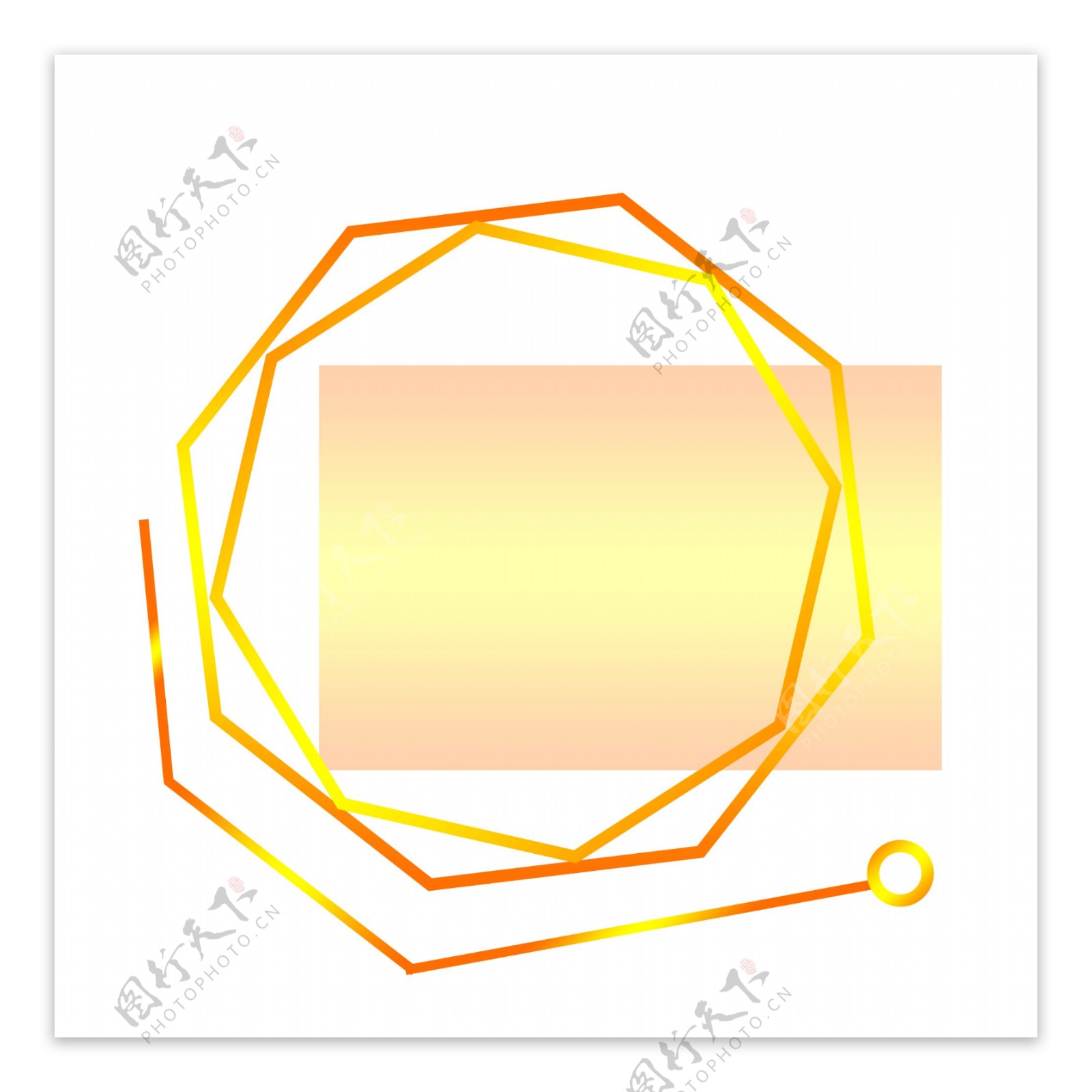 橙黄色渐变纹理边框八边形科技感简约可商用
