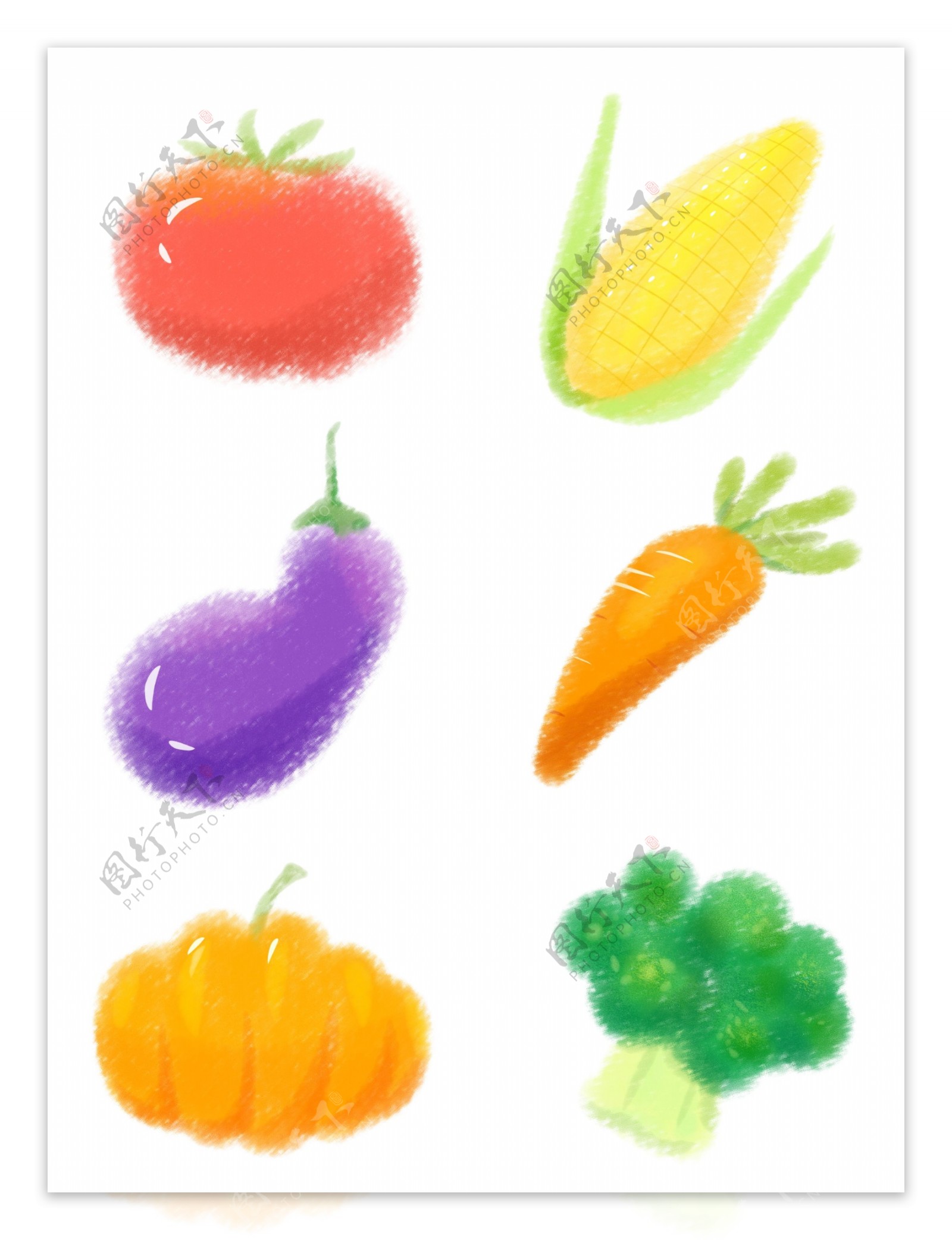 手绘商用手账可爱卡通简约蔬果装饰设计元素