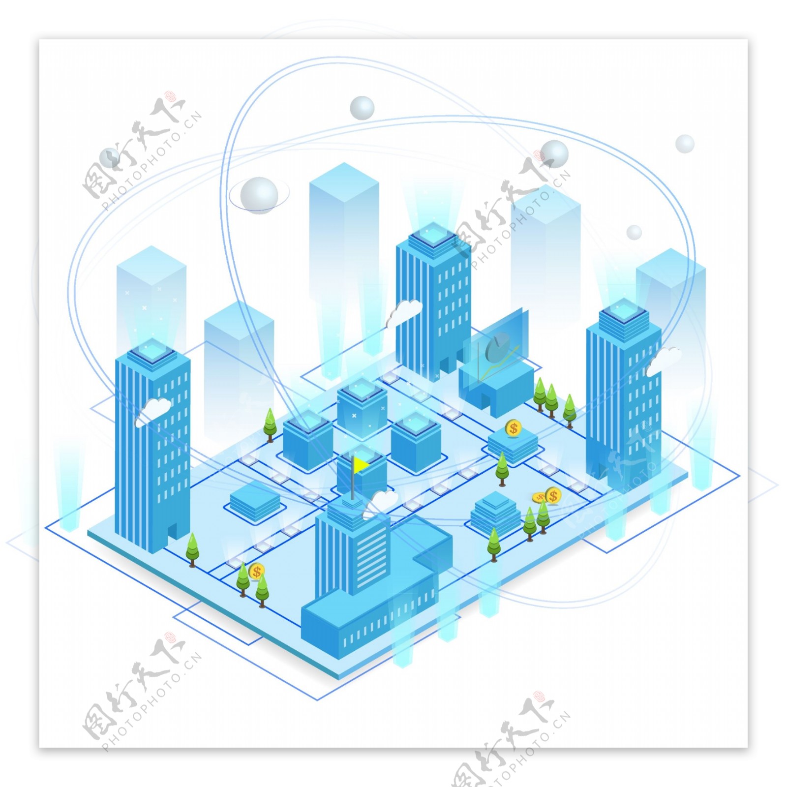 2.5D科技互联网城市建筑未来智慧信息化