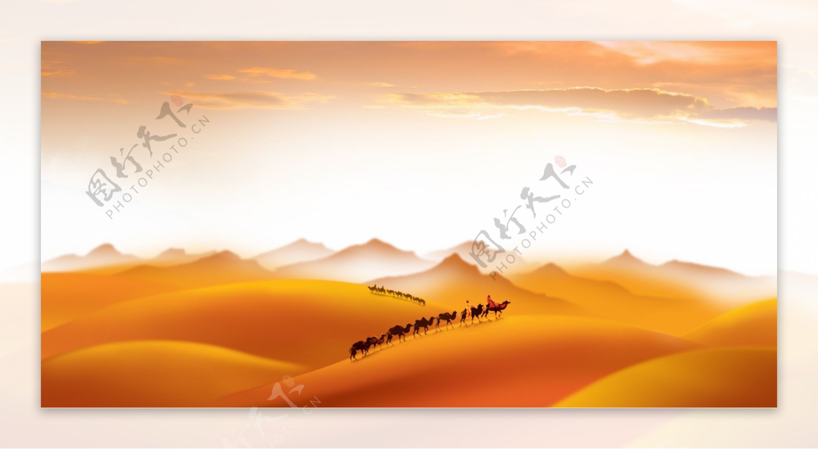 黄色夕阳沙漠背景素材