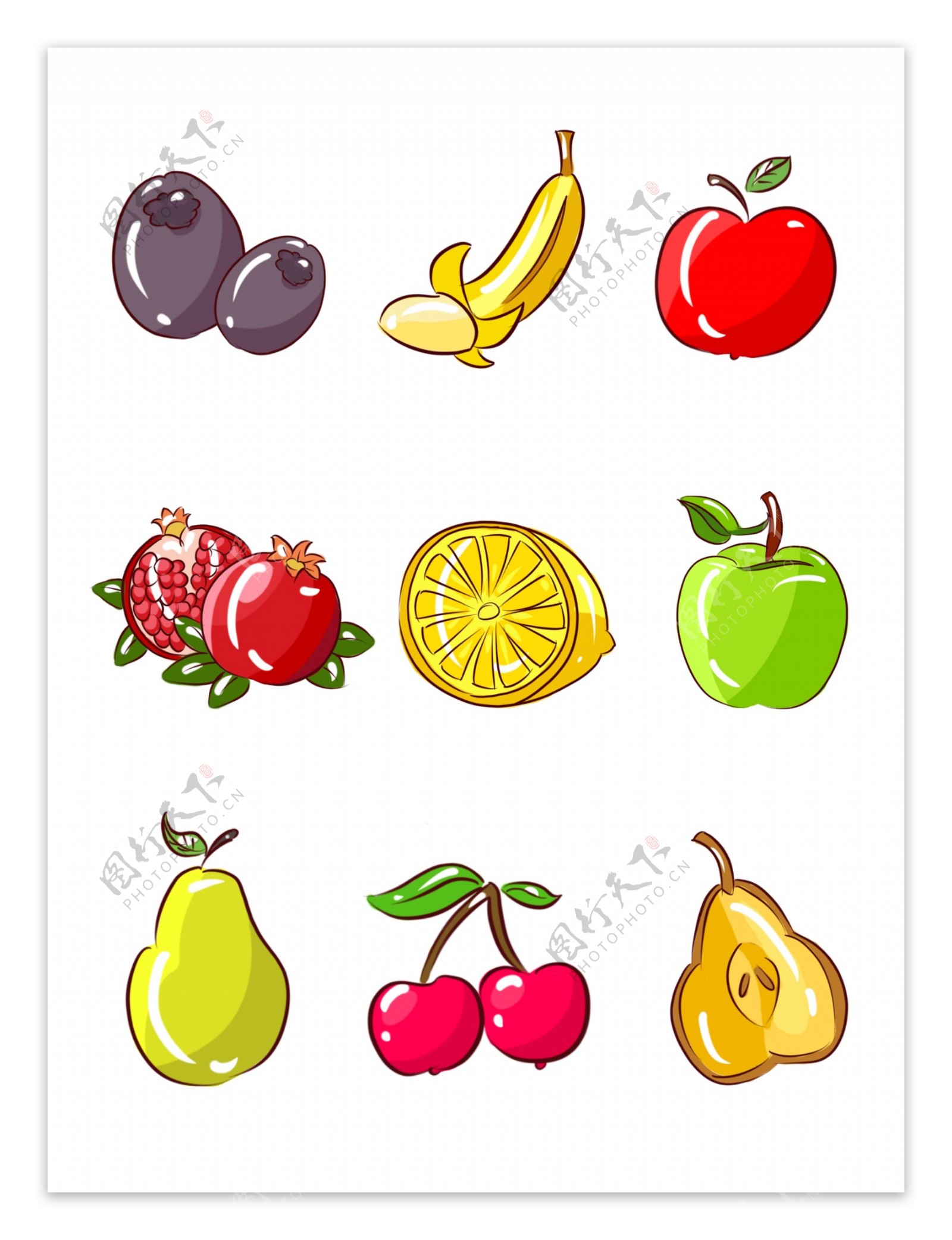 简约蔬果手绘卡通水果小元素