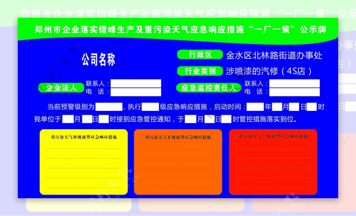 重污染措施一厂一策公示牌