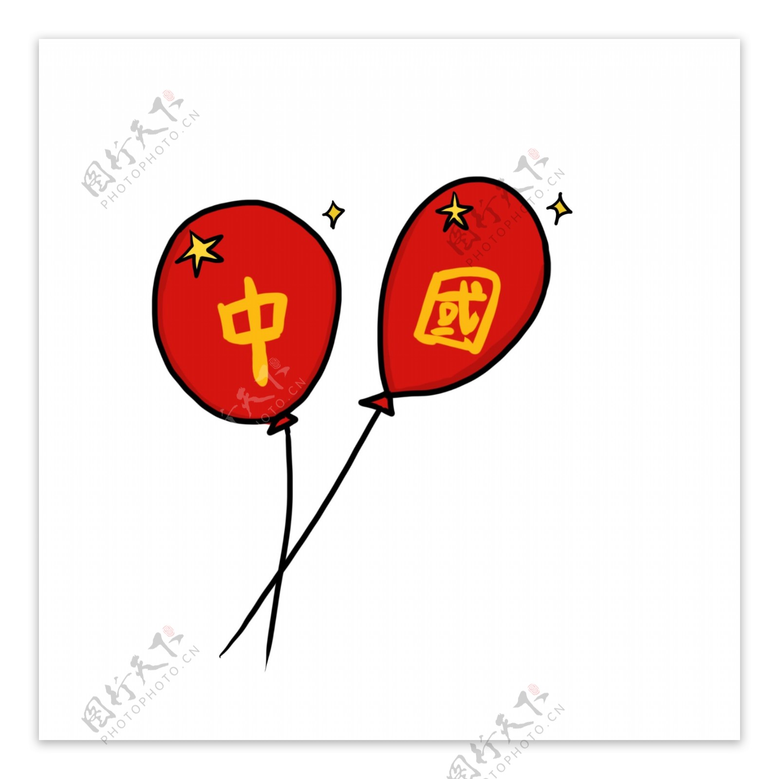 中国爱国气球星星中国艺术字