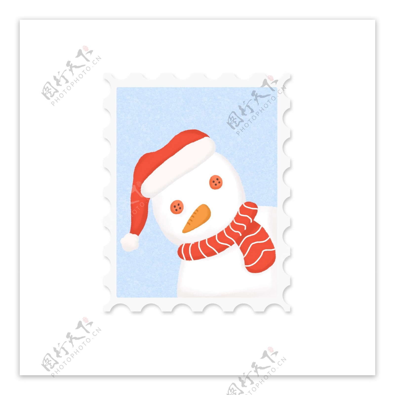 手绘圣诞节可爱邮票贴纸素材元素3