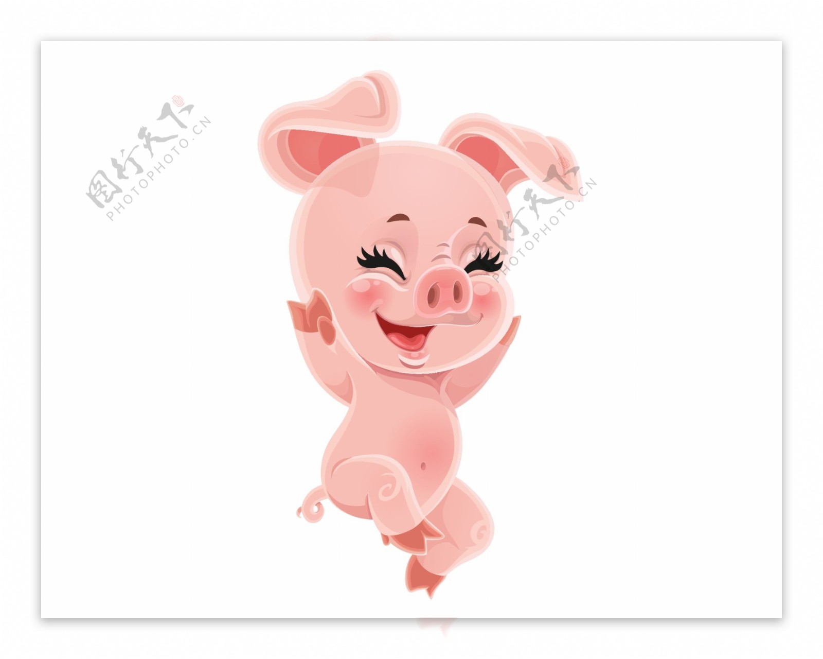 卡通可爱粉色小猪元素