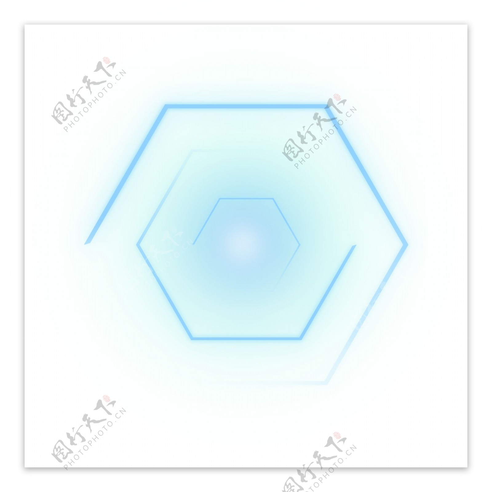 蓝色六边形光效光圈光晕光环png元素