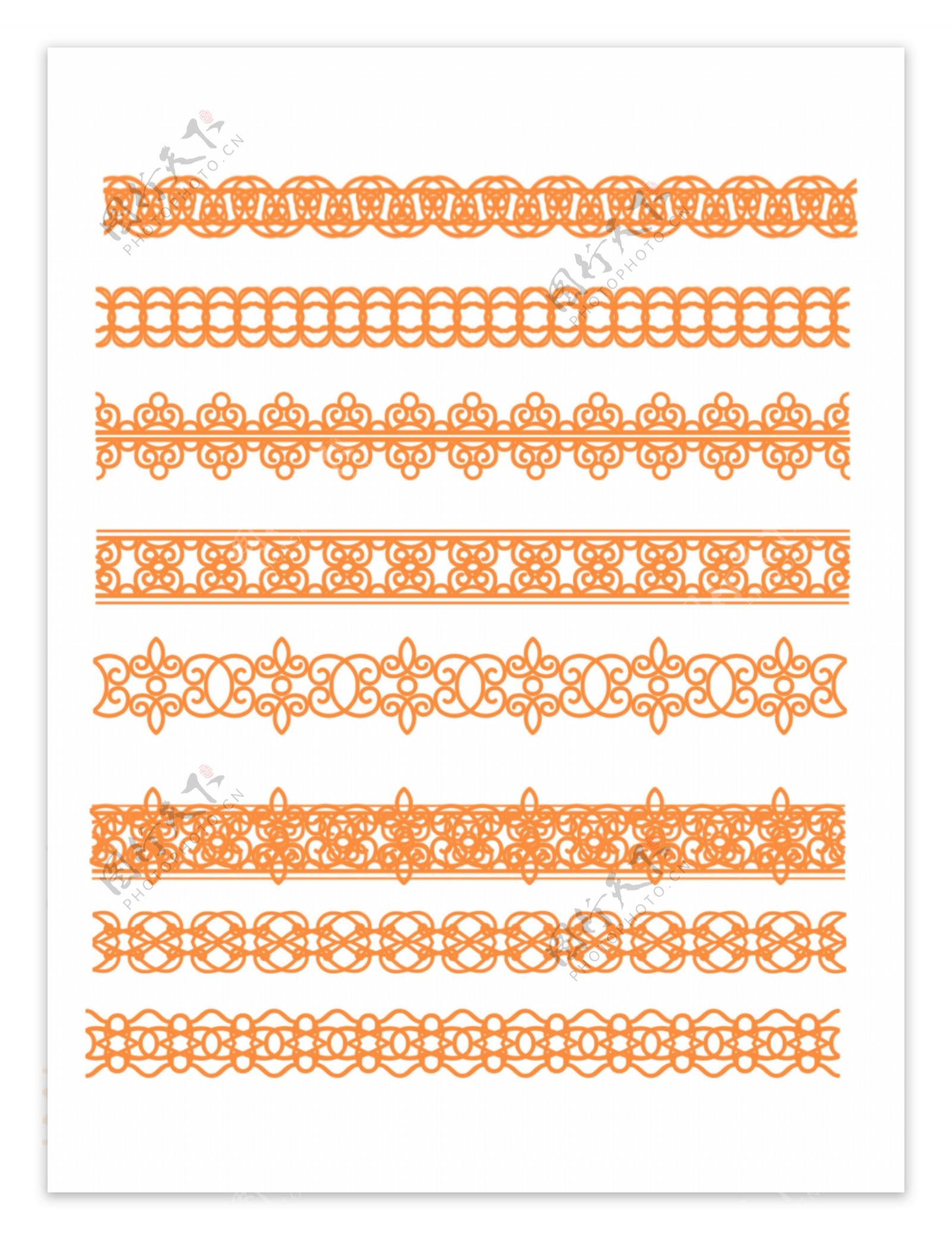 原创欧式复杂边框套图橙色严肃可商用元素