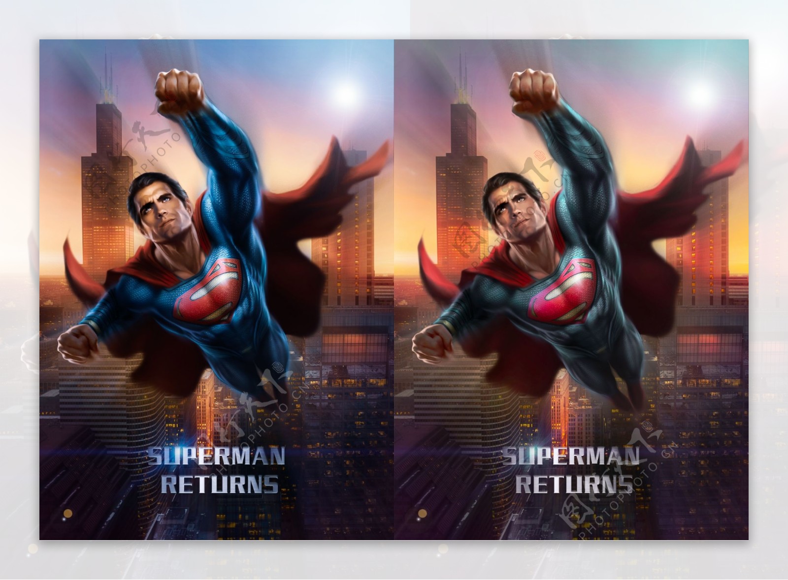 超人归来创意电影海报合成模板图