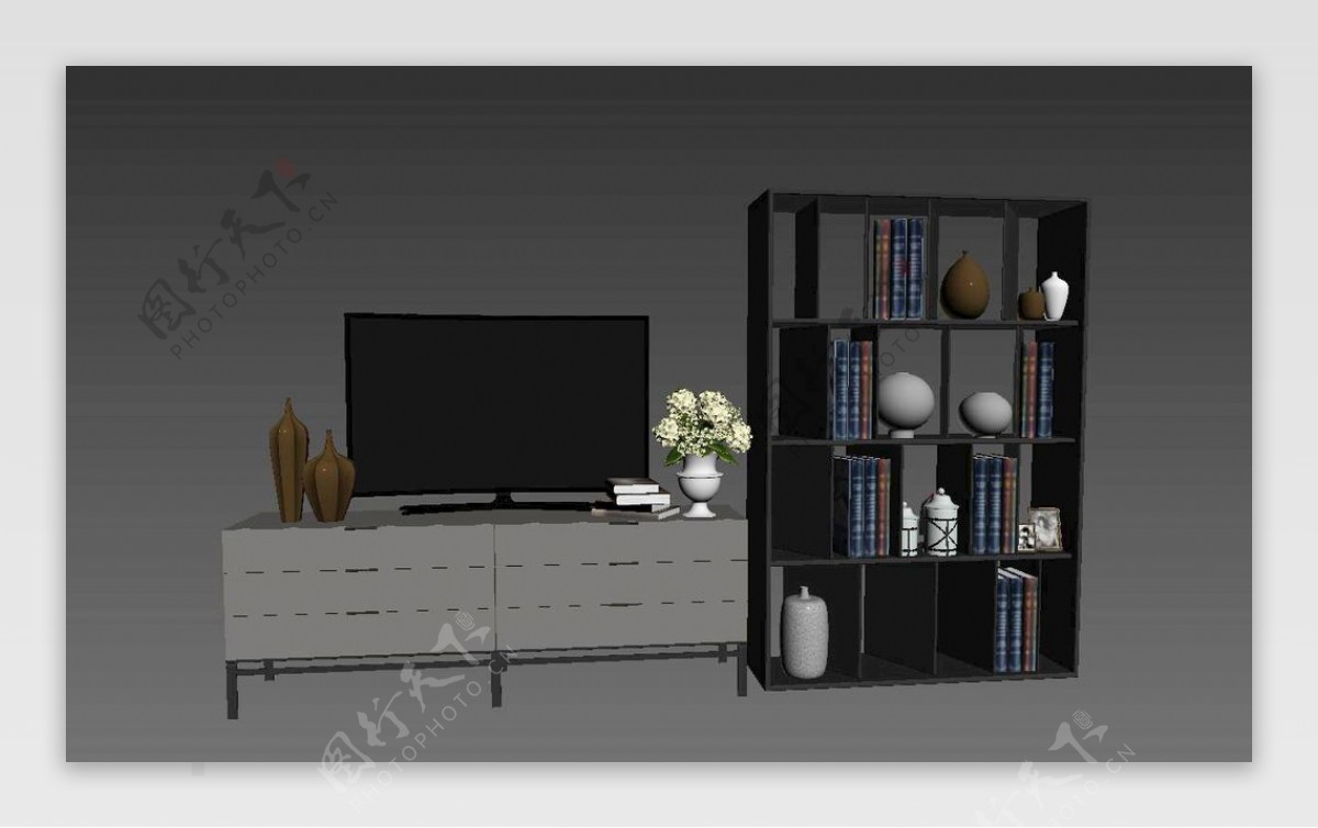 电视柜书柜3d模型