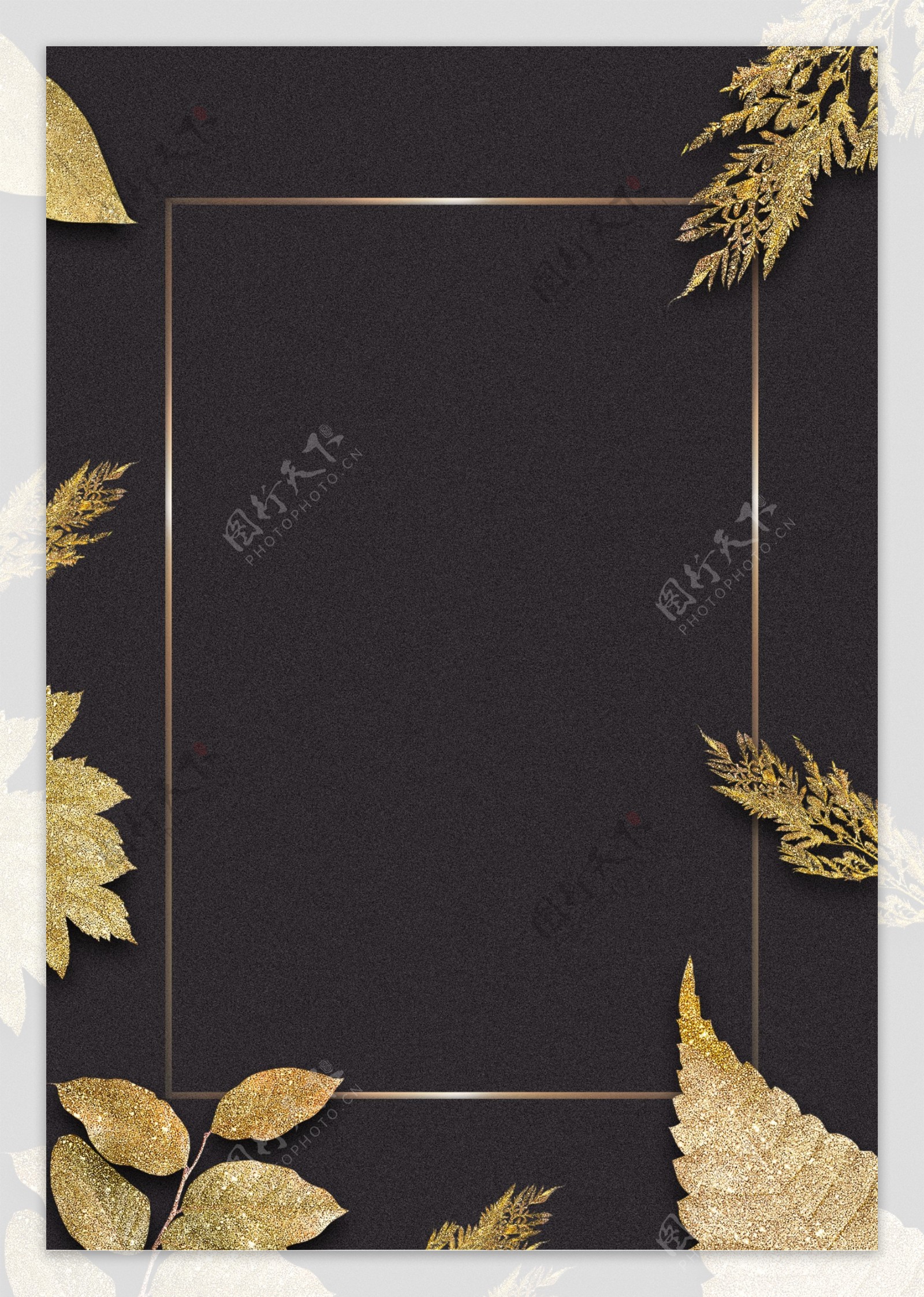 黑色树叶边框背景设计