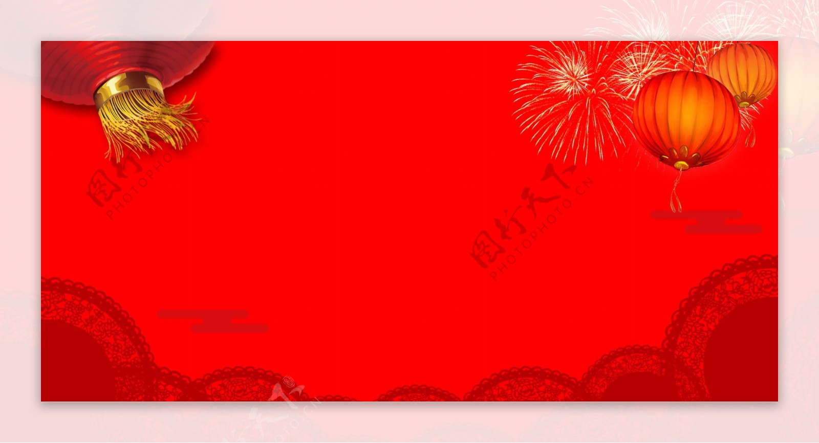 手绘中国传统节日新春红色背景