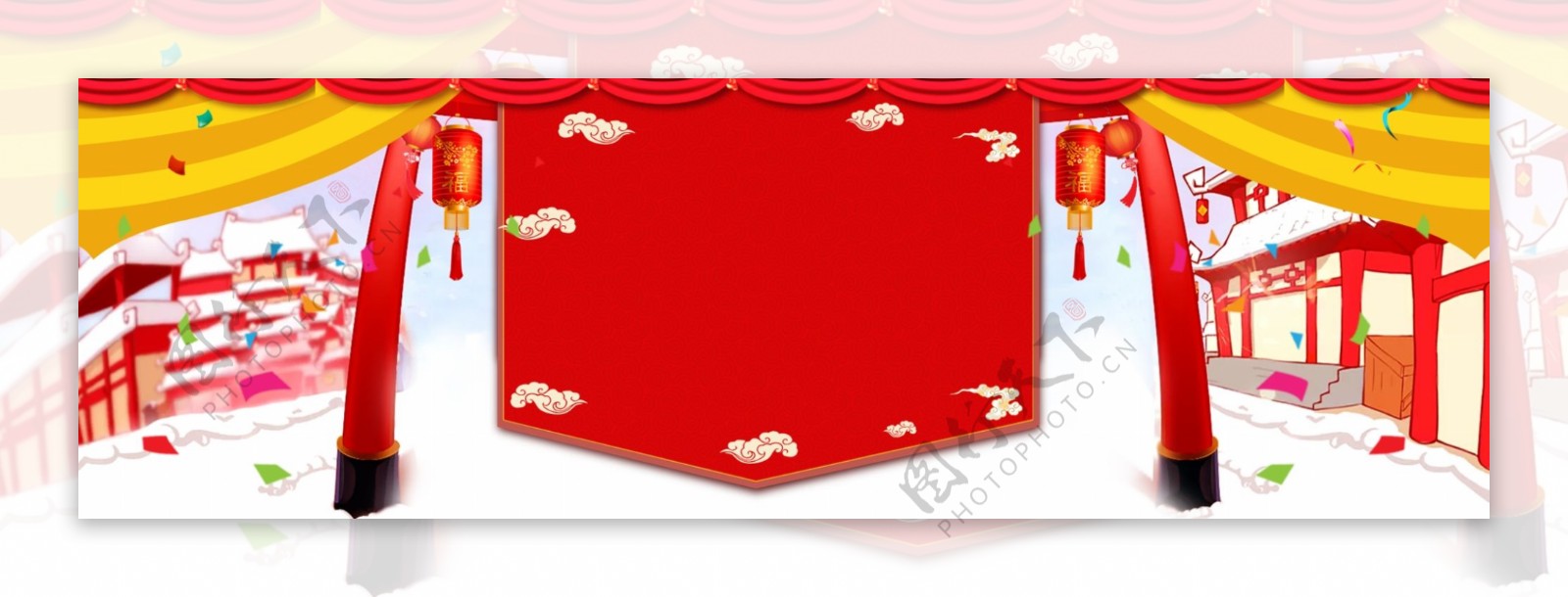 福娃新年复古传统banner背景