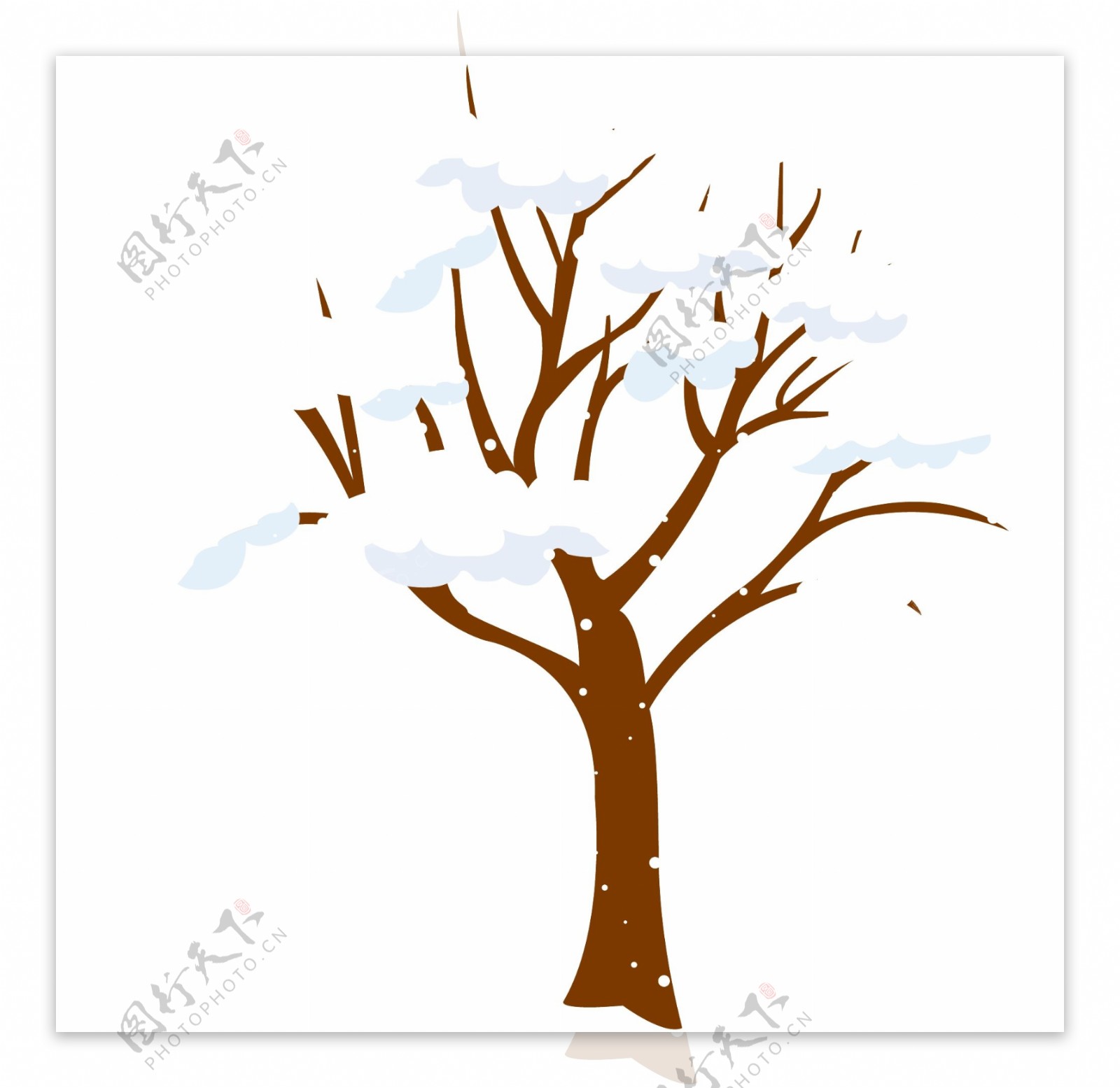 卡通手绘冬天雪树矢量图