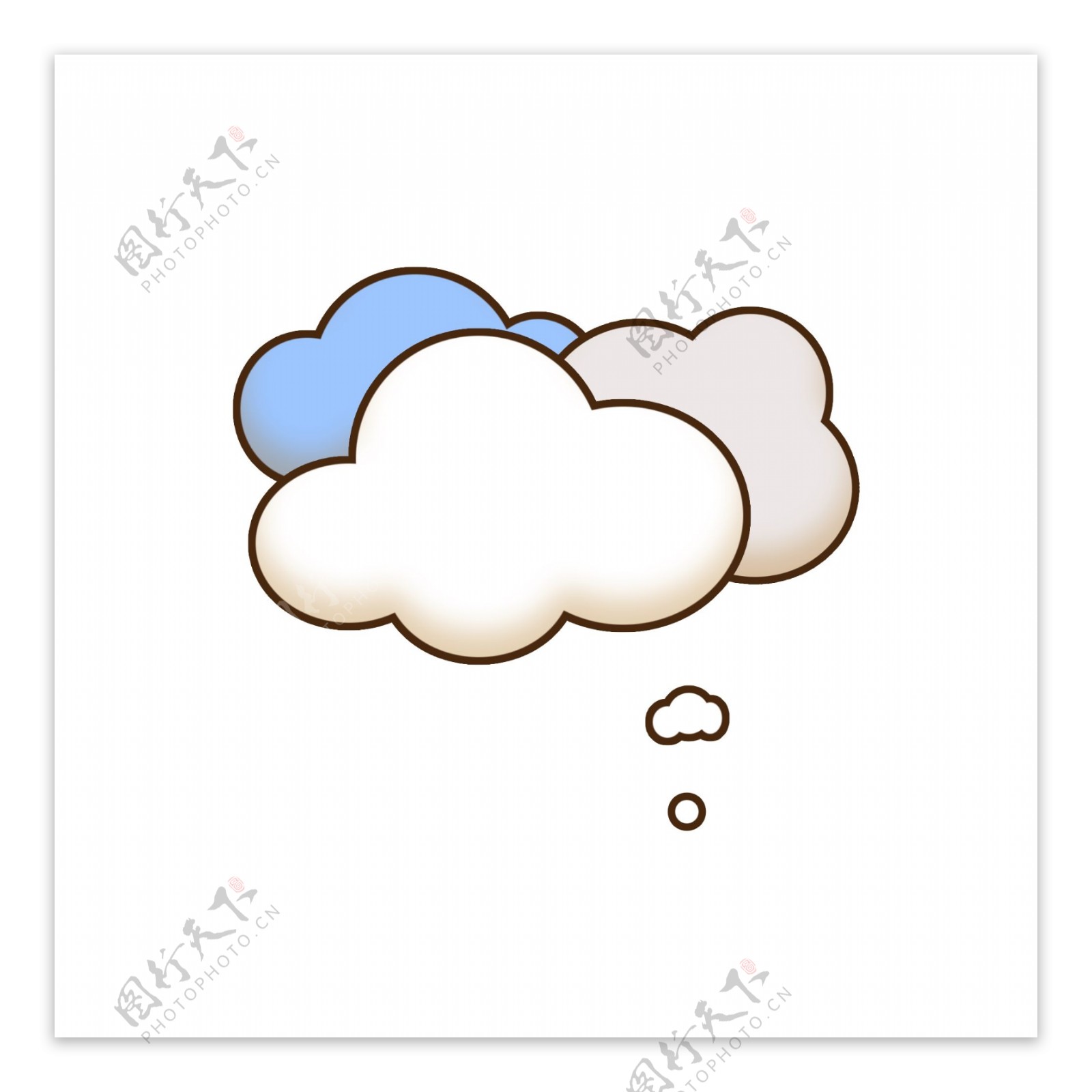 卡通可爱白云蓝色云层对话框气泡框边框元素