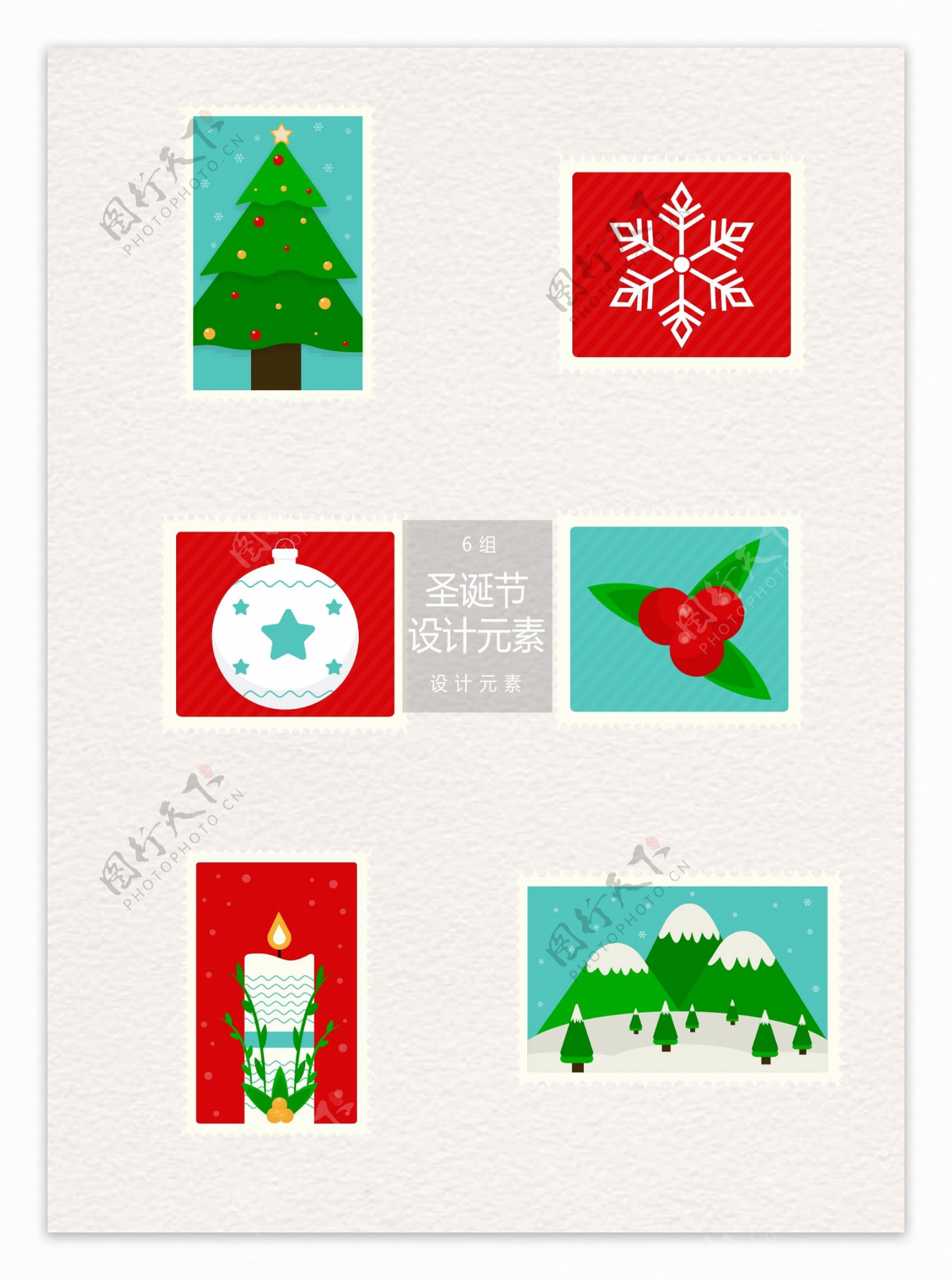 圣诞节邮票标签素材
