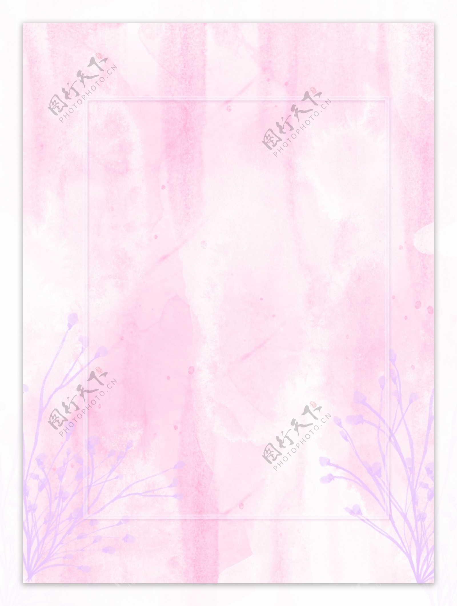 原创水彩质感粉紫方框水彩背景素材