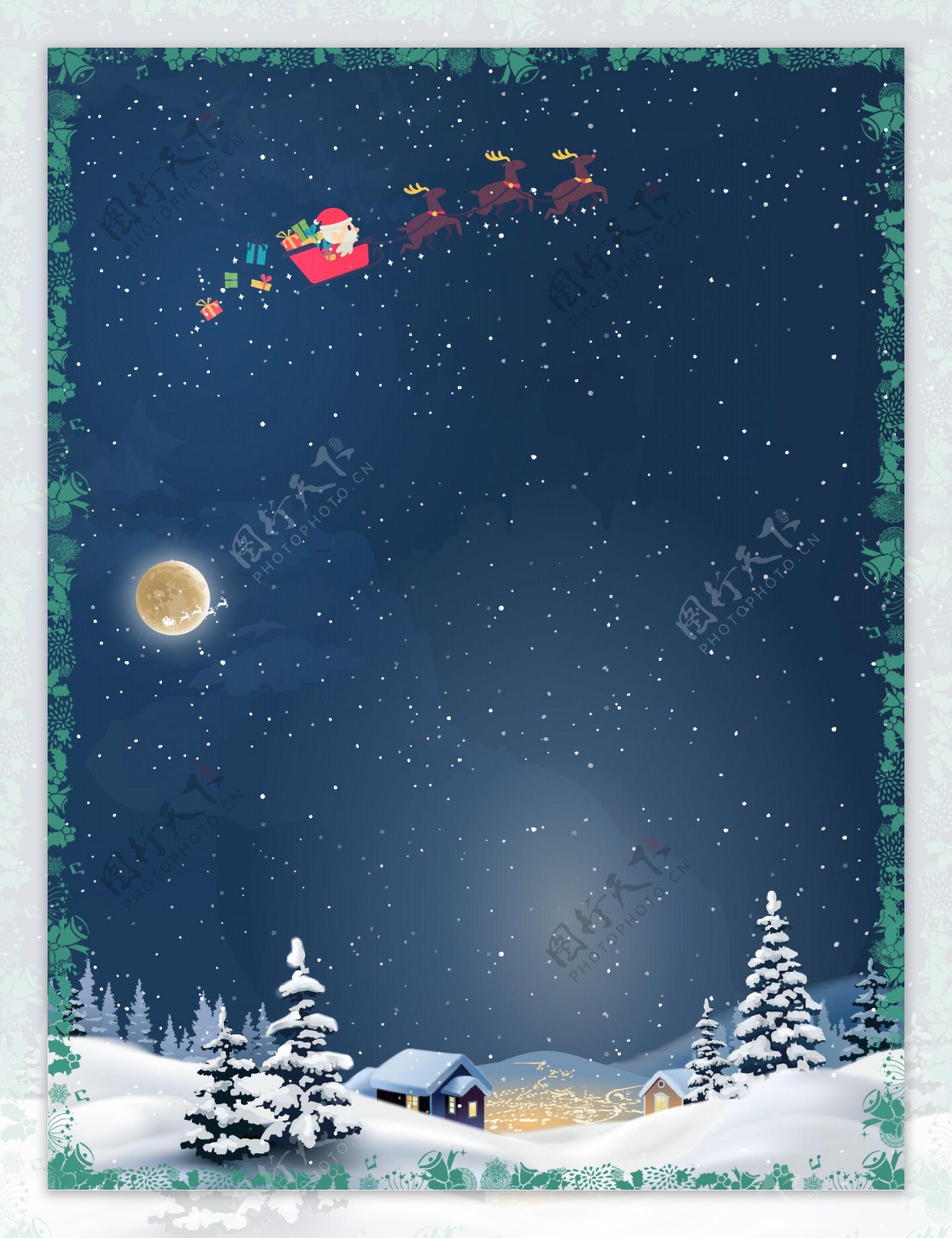 蓝色圣诞节平安夜星空背景素材