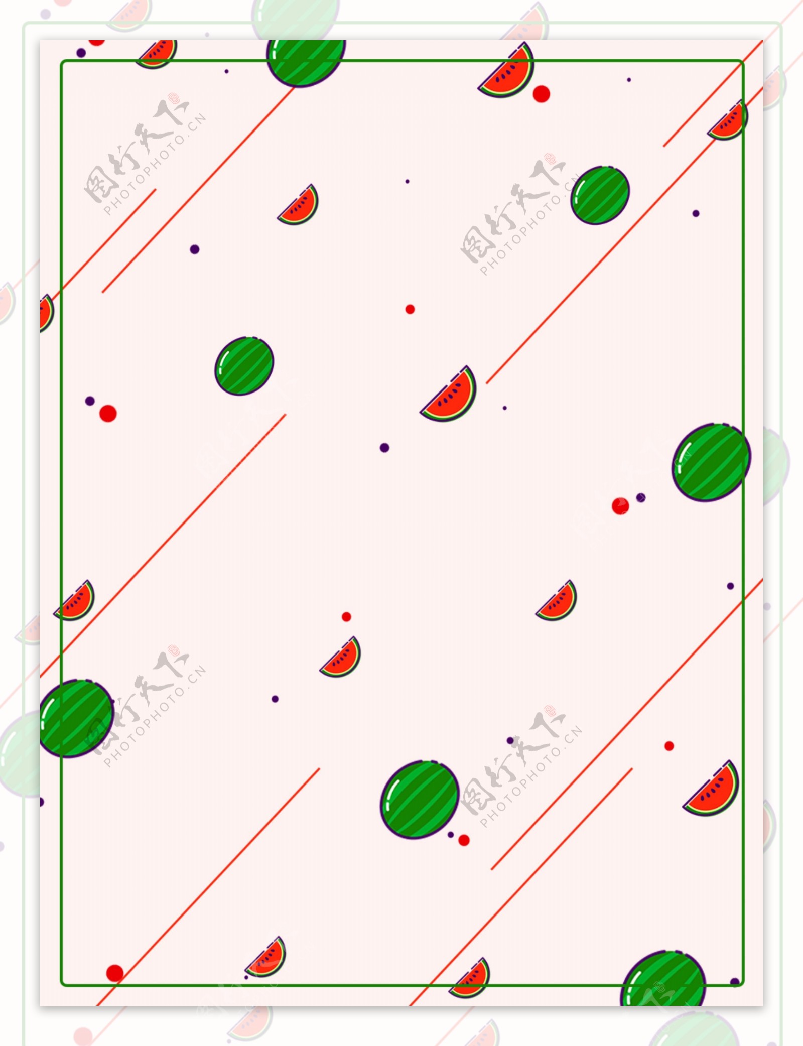 原创手绘水果西瓜小清新简约背景素材