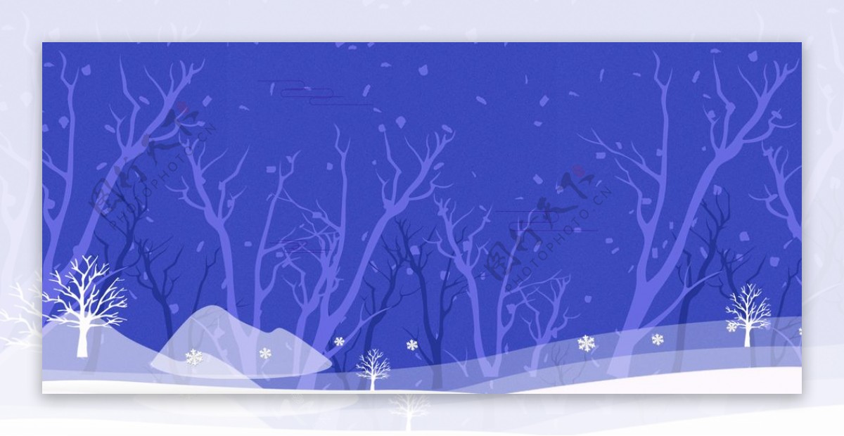 蓝色冬季风景背景设计