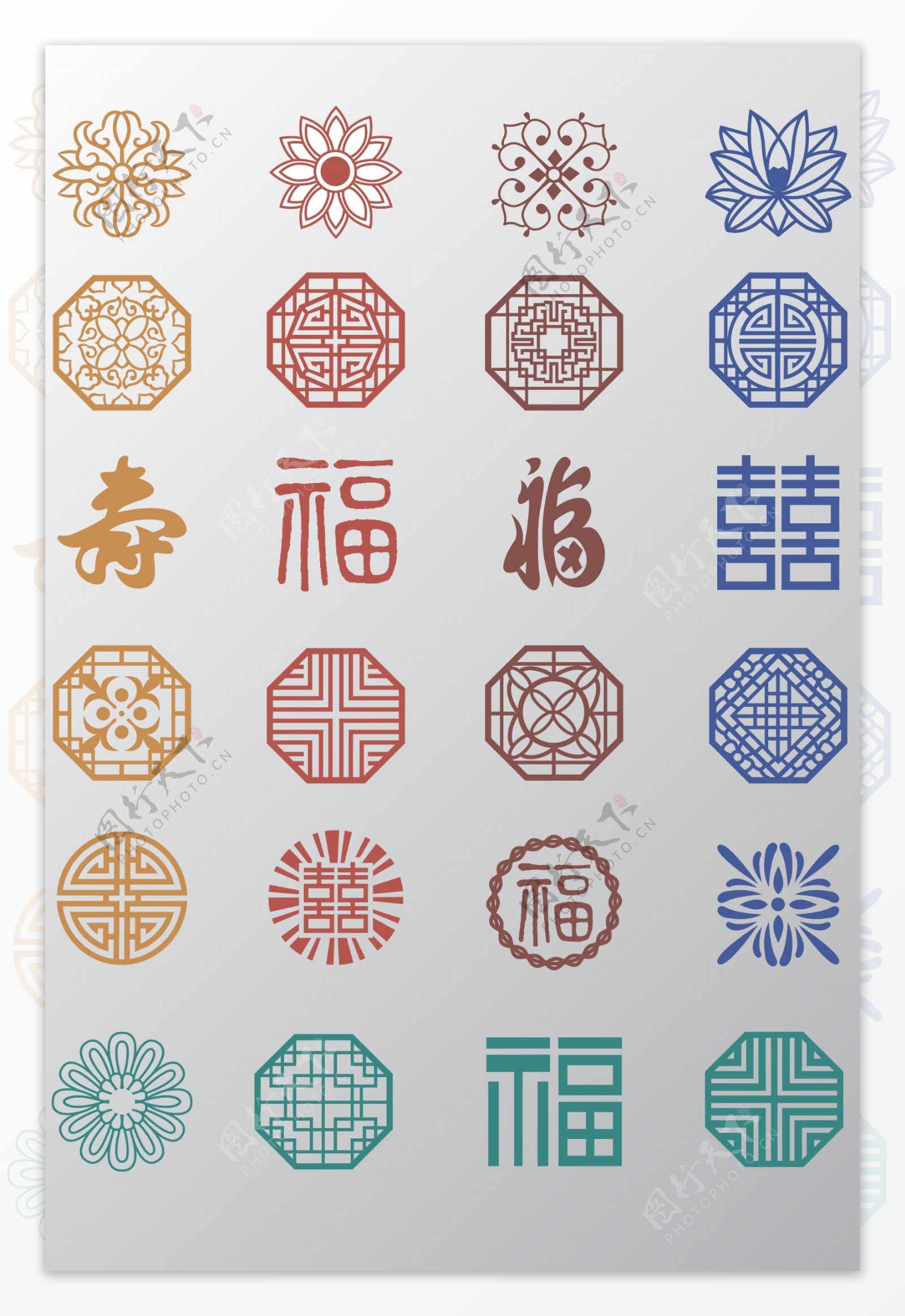 中国风传统复古花纹矢量素材