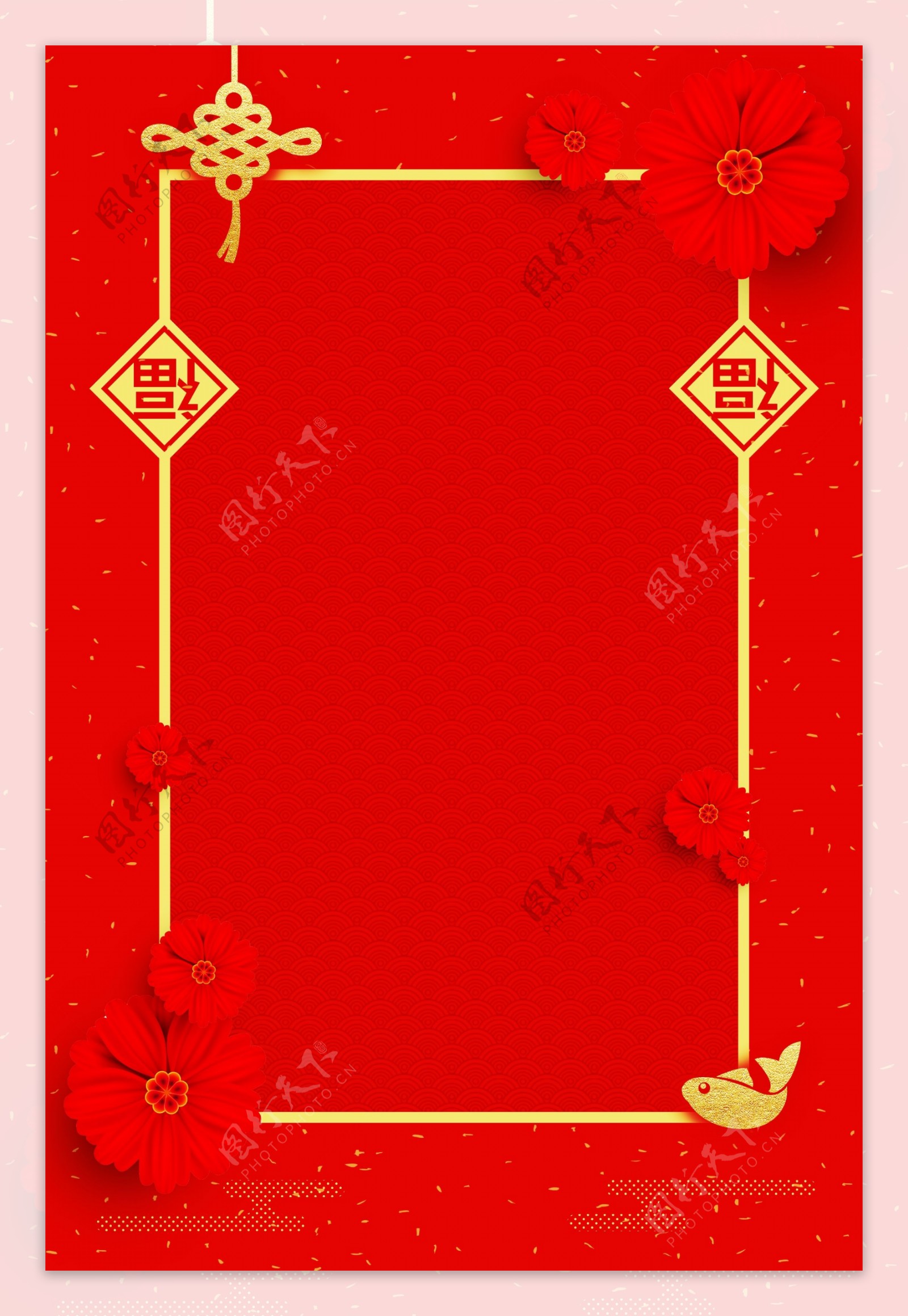 中国风红色新年背景素材