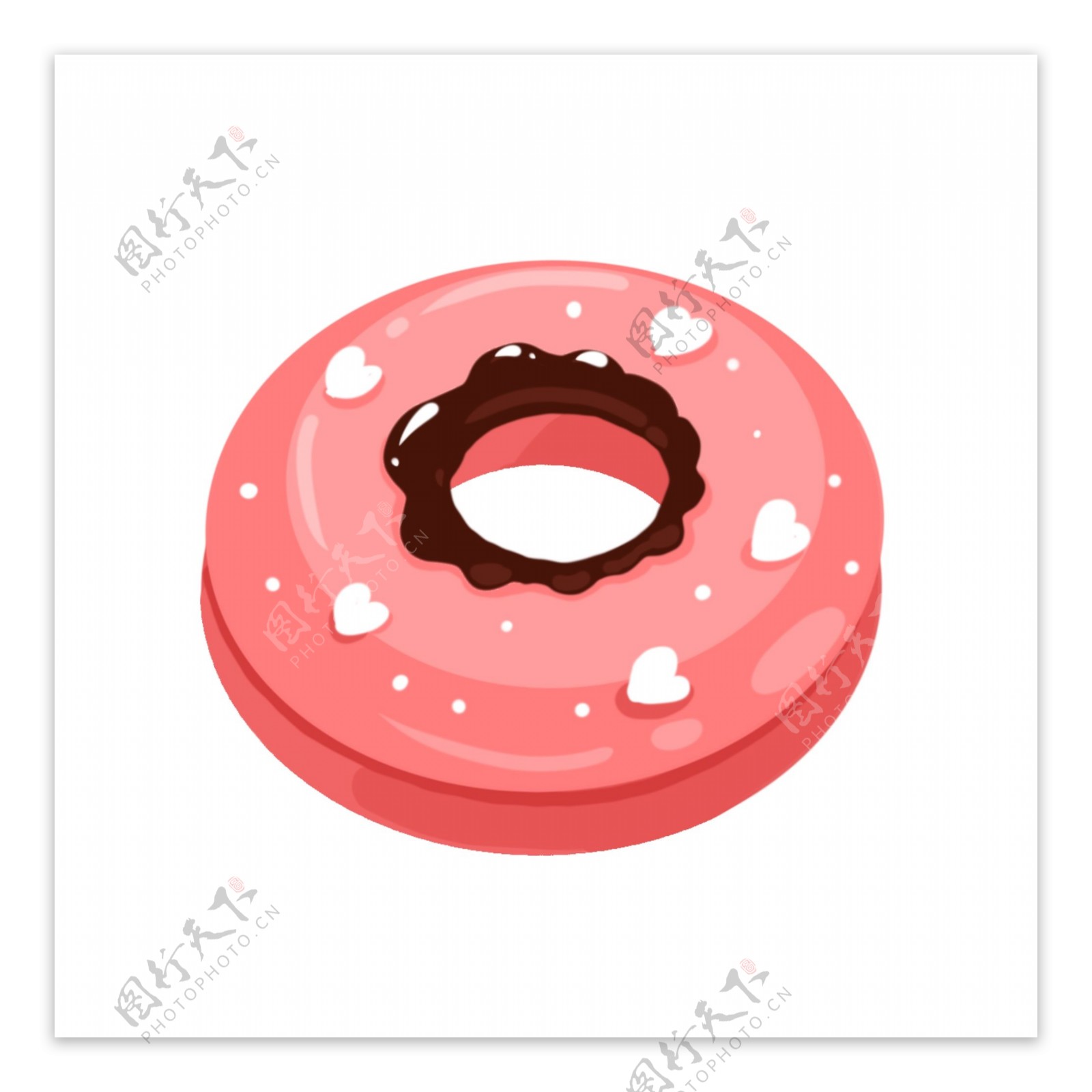 手绘美食粉红情人节巧克力甜甜圈