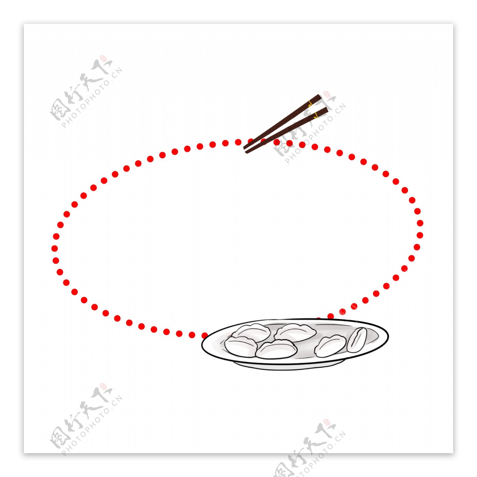 中国风春节新年除夕饺子筷子装饰边框节日