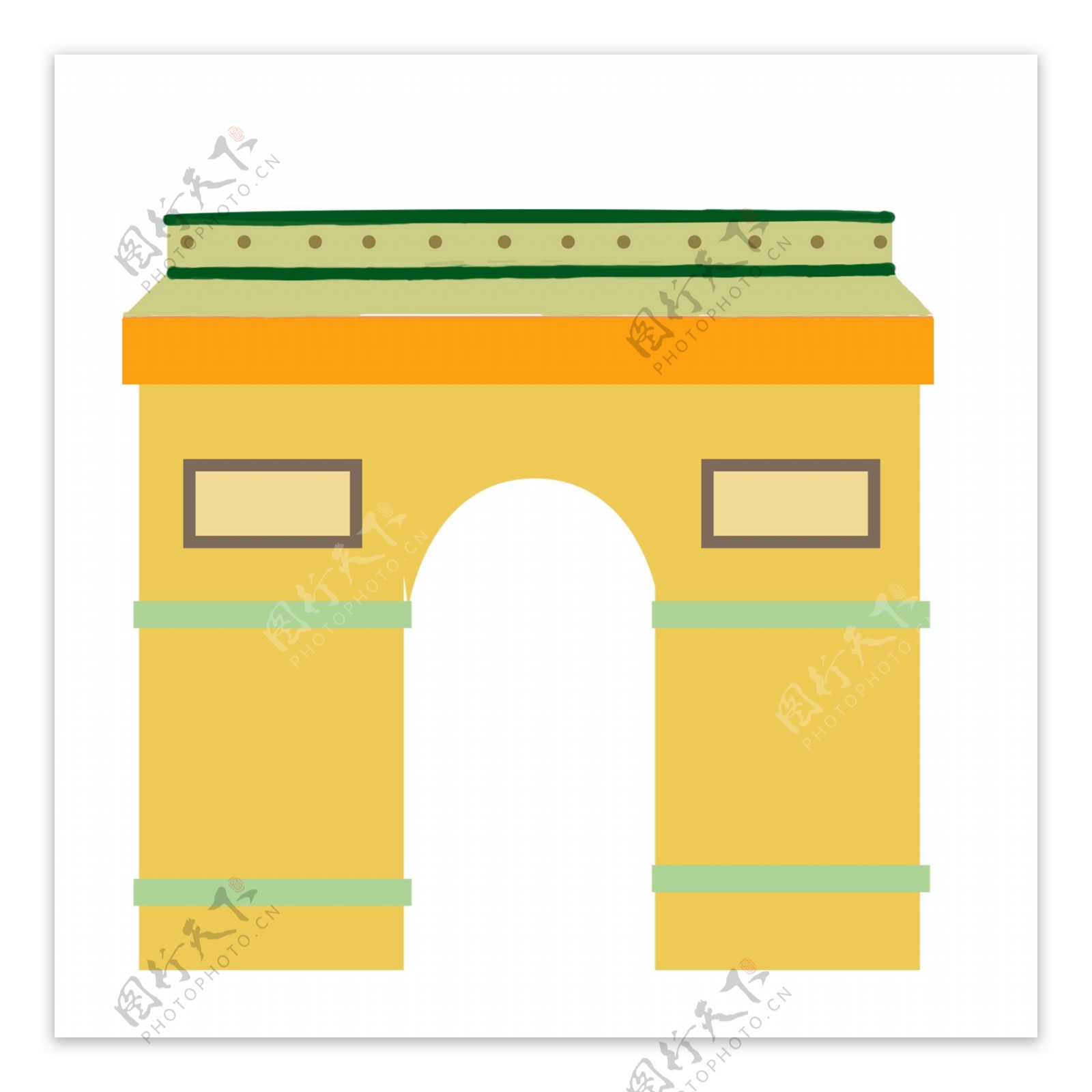 黄色卡通手绘弧形拱门