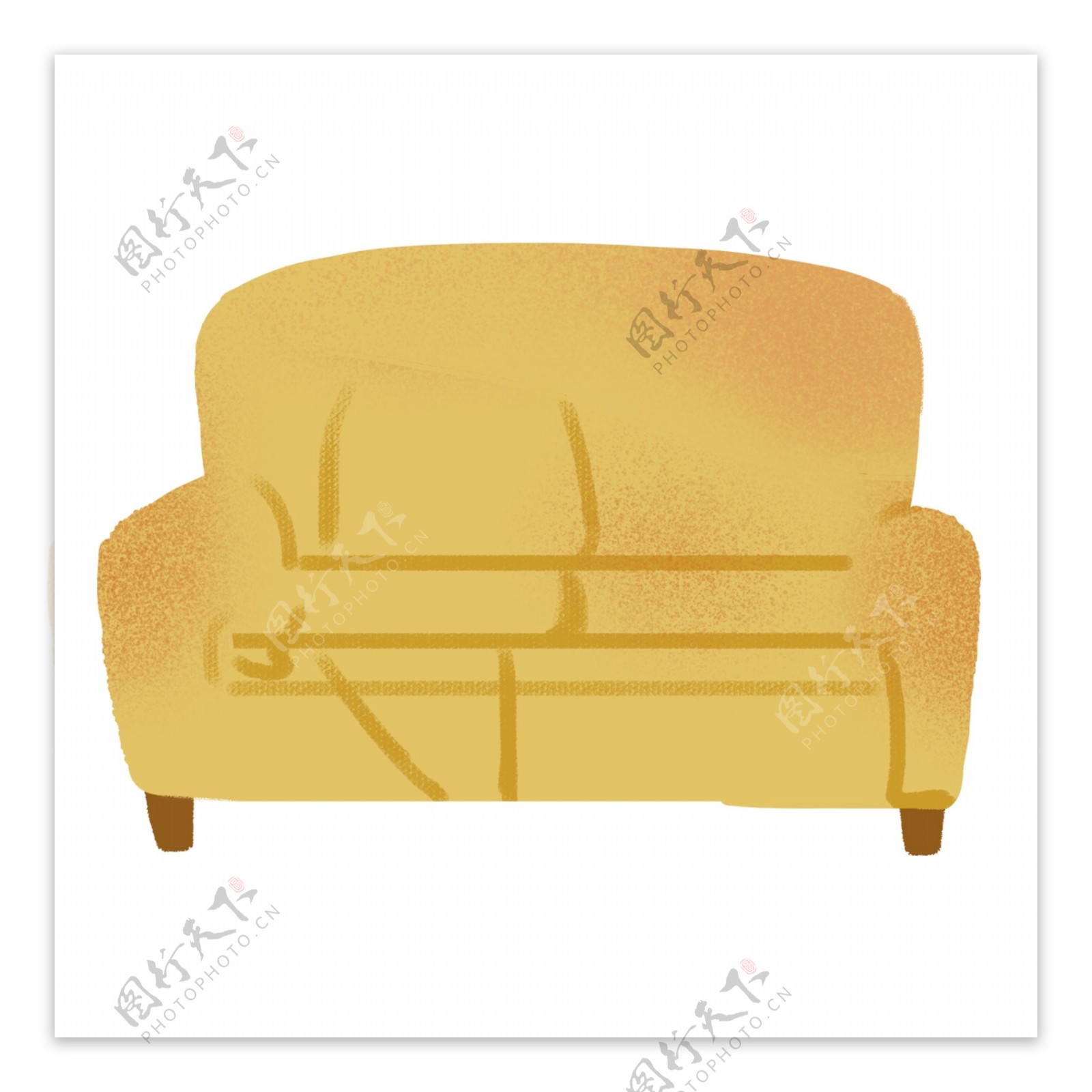 一张黄色的卡通沙发免抠图